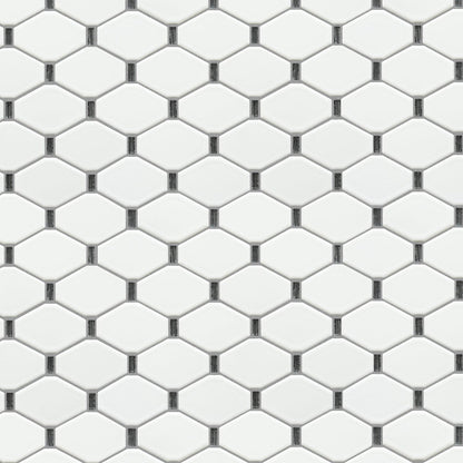 Altair Badajoz 11 pcs. Honeycomb White and Black Glass Mosaic Wall Tile