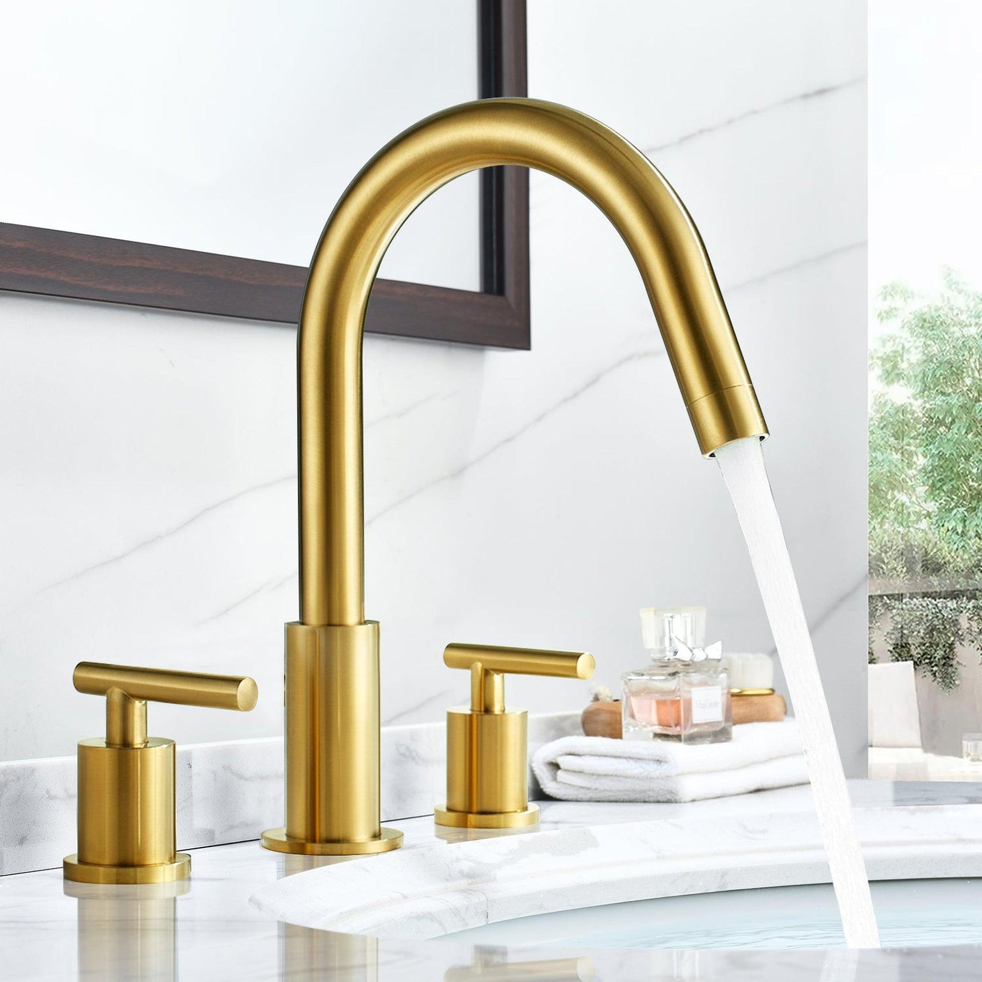 Altair Balen 8" Widespread 2-Handle Brushed Gold High-Arc Sink Faucet