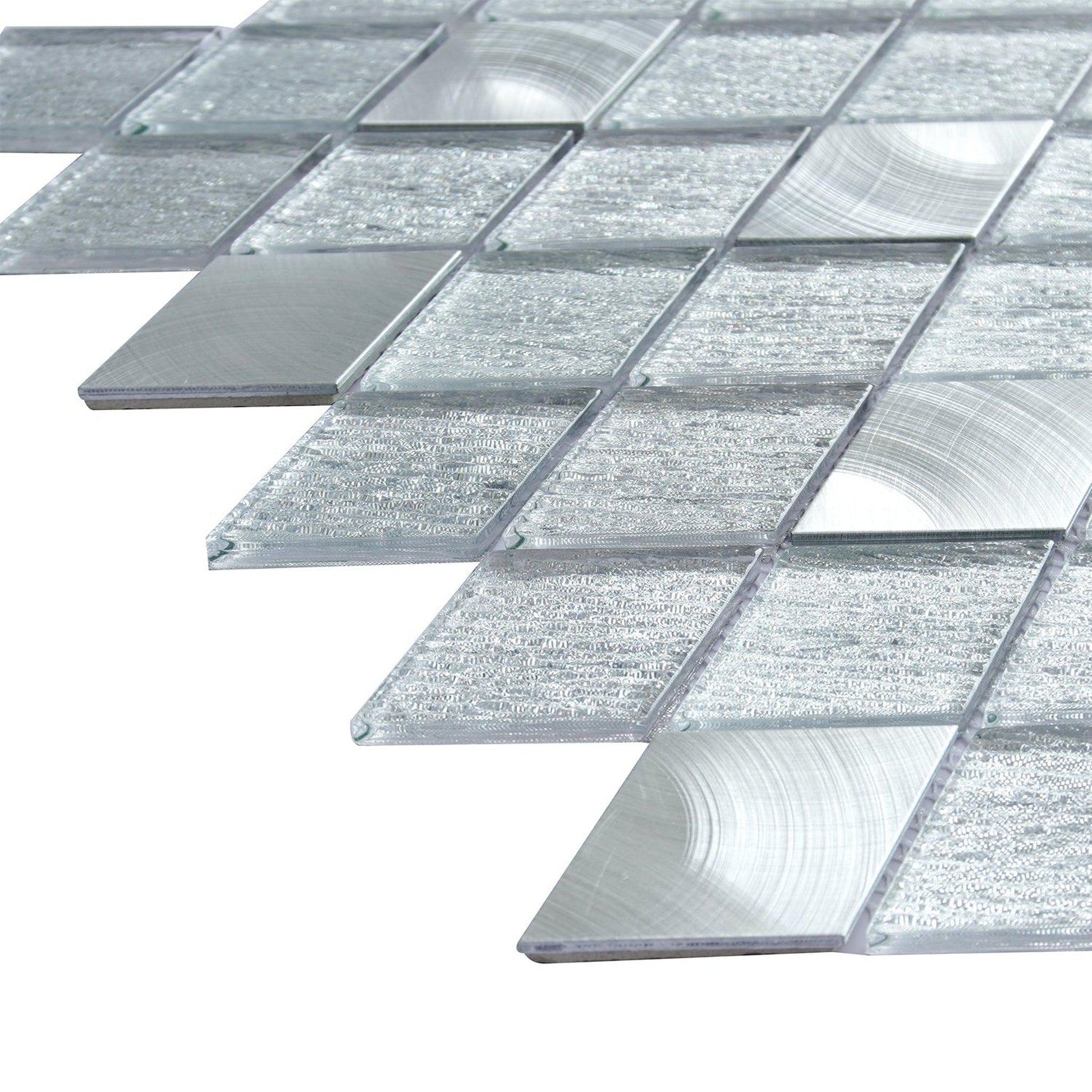 Altair Ballagh 15 pcs. Diamond Silver Gray Glass Mosaic Wall Tile