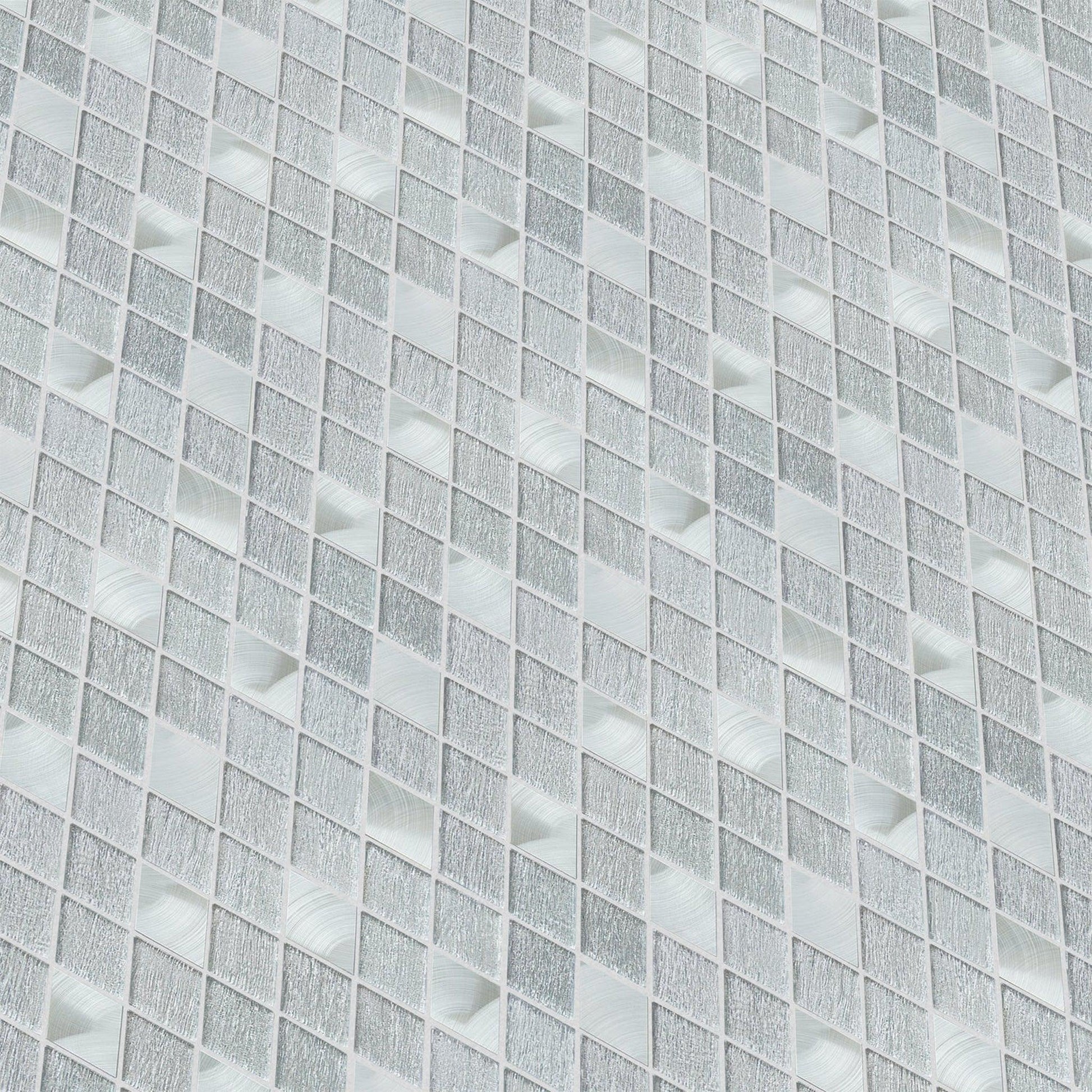Altair Ballagh 15 pcs. Diamond Silver Gray Glass Mosaic Wall Tile