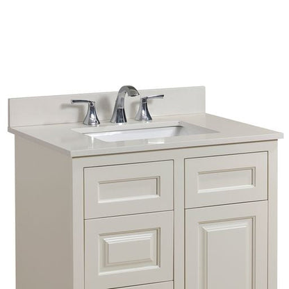 Altair Belluno 31" x 22" Milano White Composite Stone Bathroom Vanity Top With White SInk