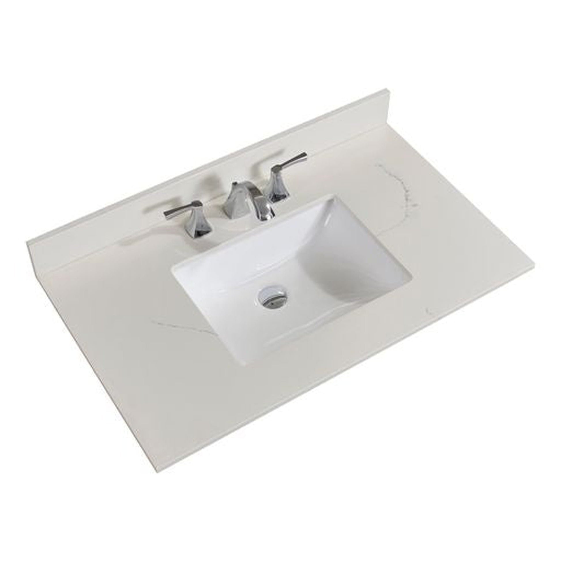 Altair Belluno 37" x 22" Milano White Composite Stone Bathroom Vanity Top With White SInk