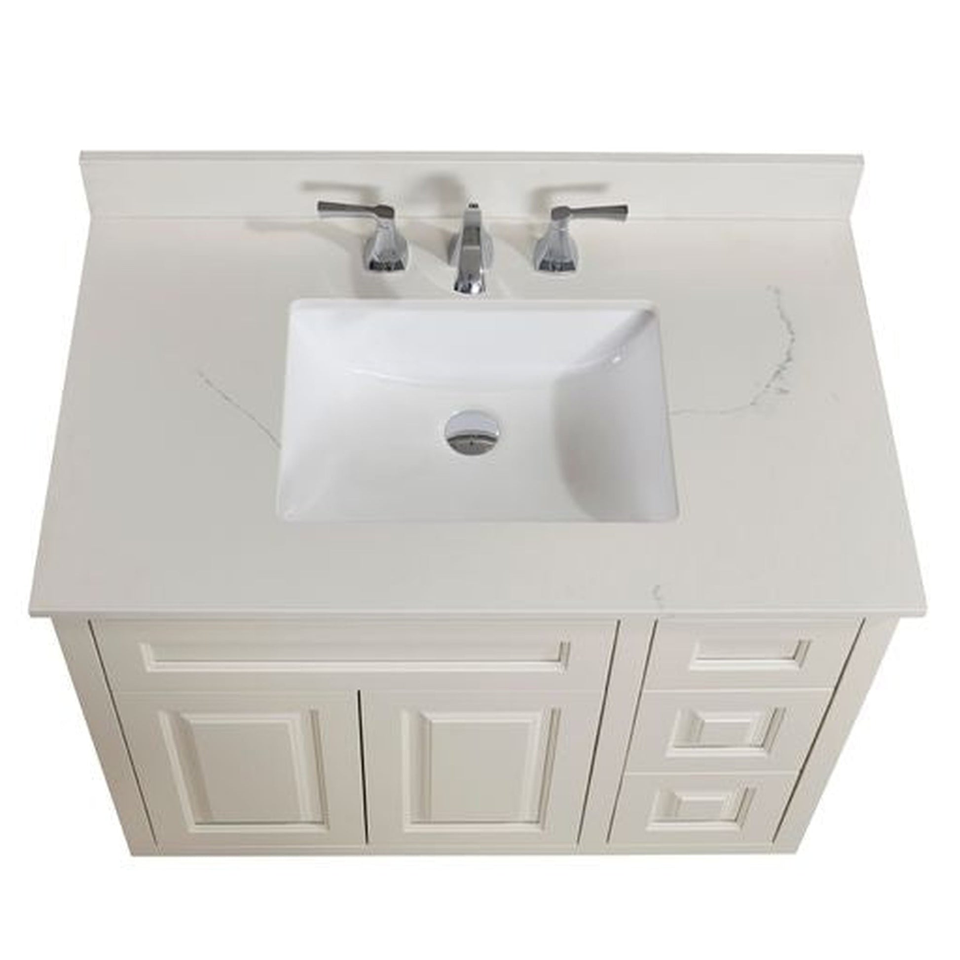 Altair Belluno 37" x 22" Milano White Composite Stone Bathroom Vanity Top With White SInk