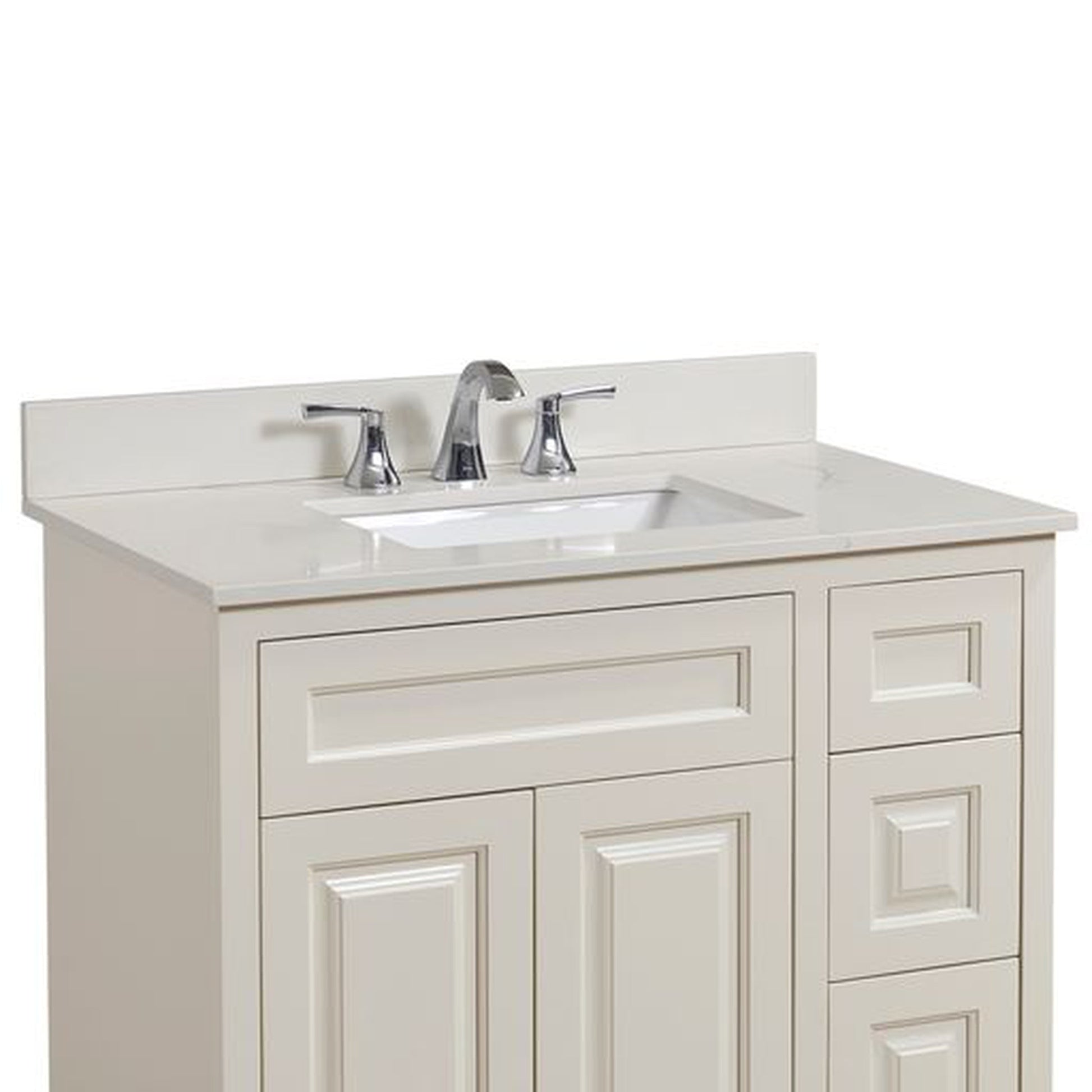 Altair Belluno 37" x 22" Milano White Composite Stone Bathroom Vanity Top With White SInk