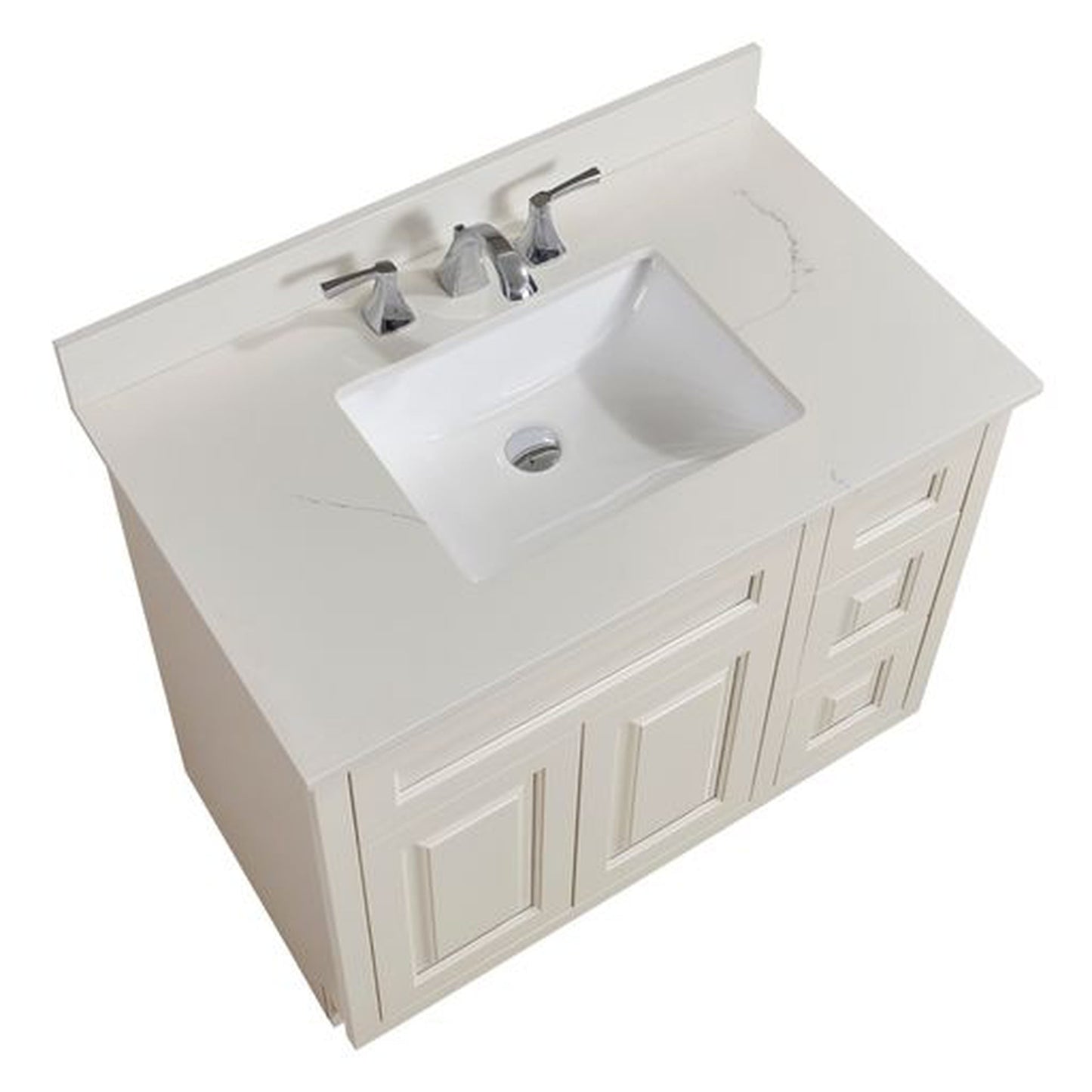 Altair Belluno 37" x 22" Milano White Composite Stone Bathroom Vanity Top With White SInk