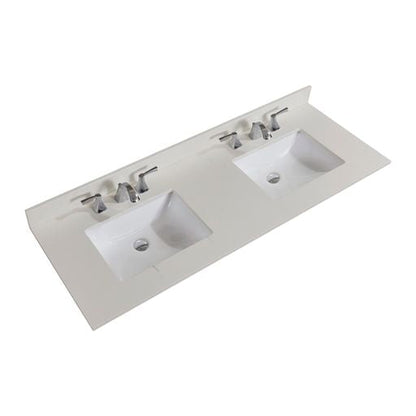 Altair Belluno 61" x 22" Milano White Composite Stone Bathroom Vanity Top With White SInk