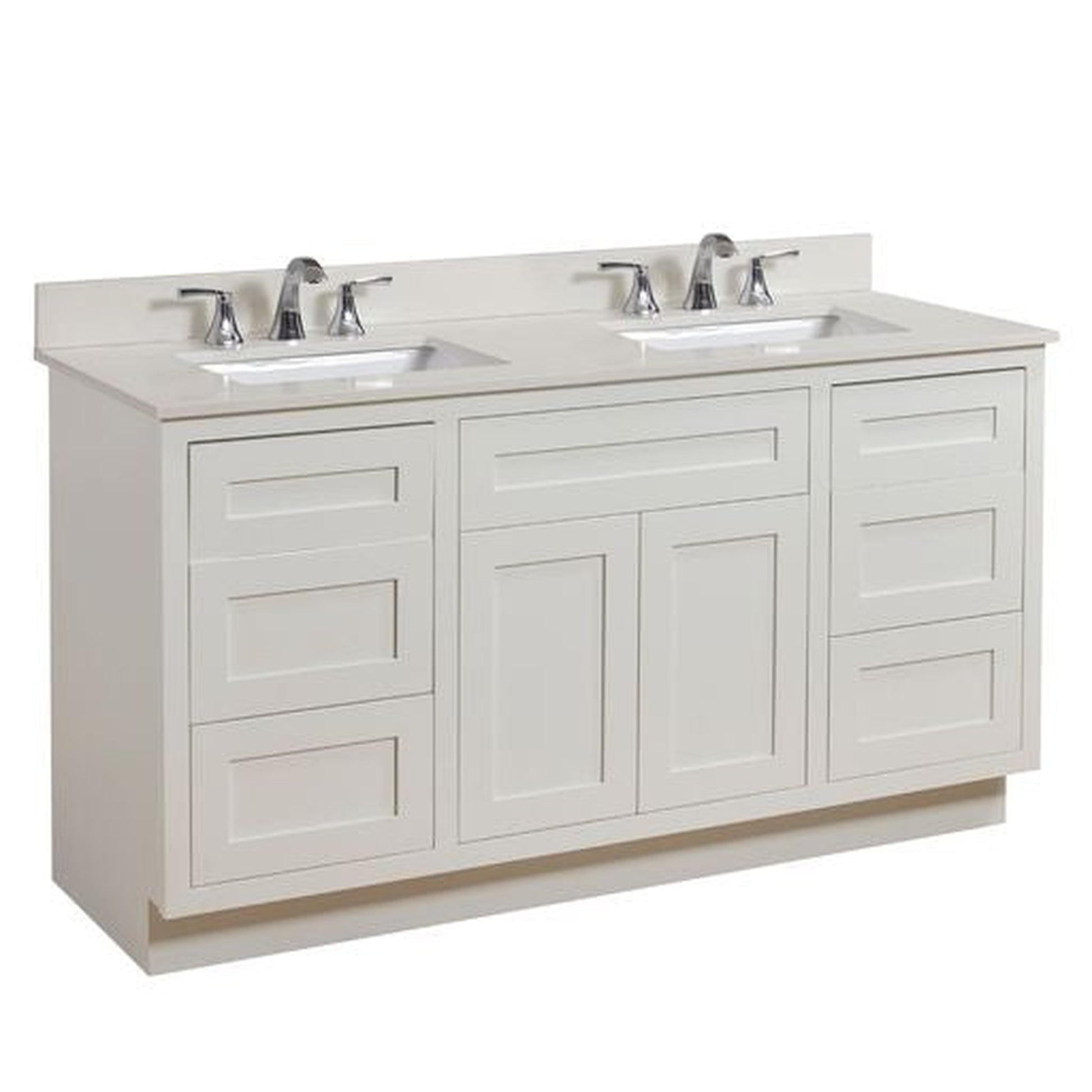 Altair Belluno 61" x 22" Milano White Composite Stone Bathroom Vanity Top With White SInk