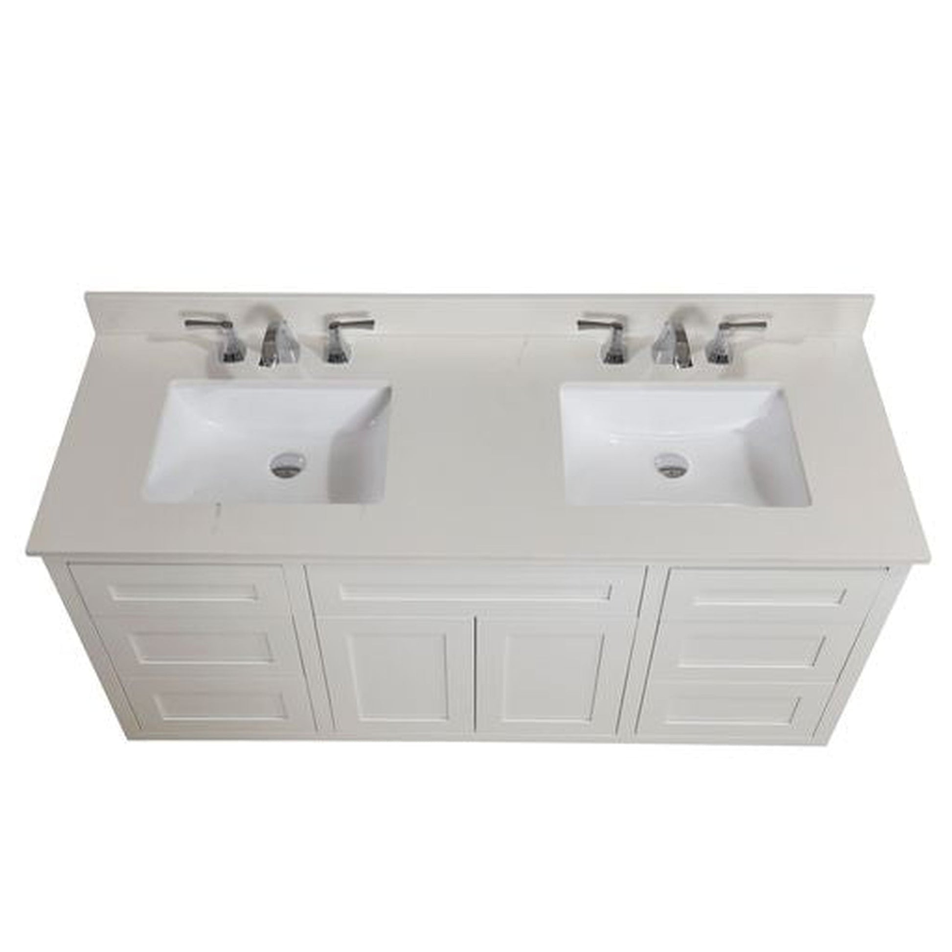 Altair Belluno 61" x 22" Milano White Composite Stone Bathroom Vanity Top With White SInk