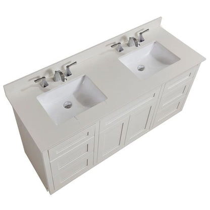 Altair Belluno 61" x 22" Milano White Composite Stone Bathroom Vanity Top With White SInk
