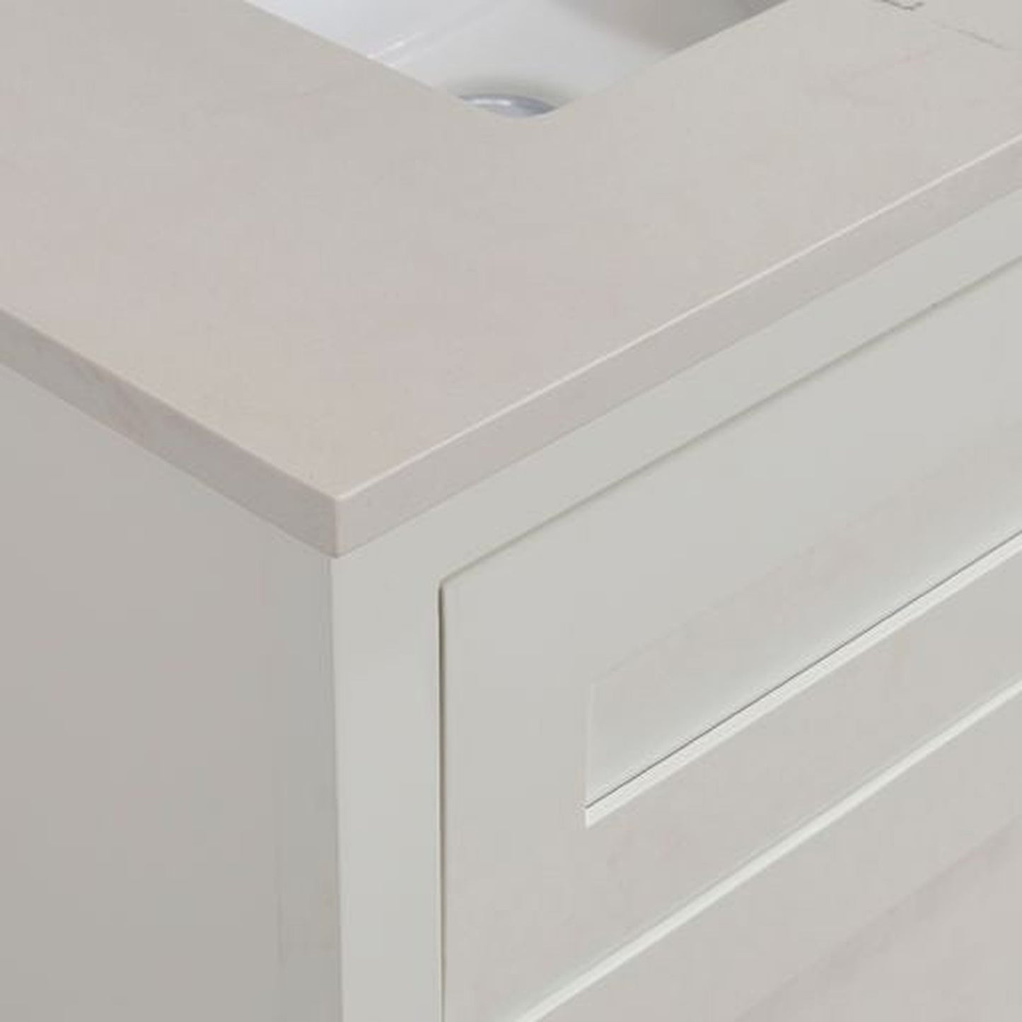 Altair Belluno 61" x 22" Milano White Composite Stone Bathroom Vanity Top With White SInk