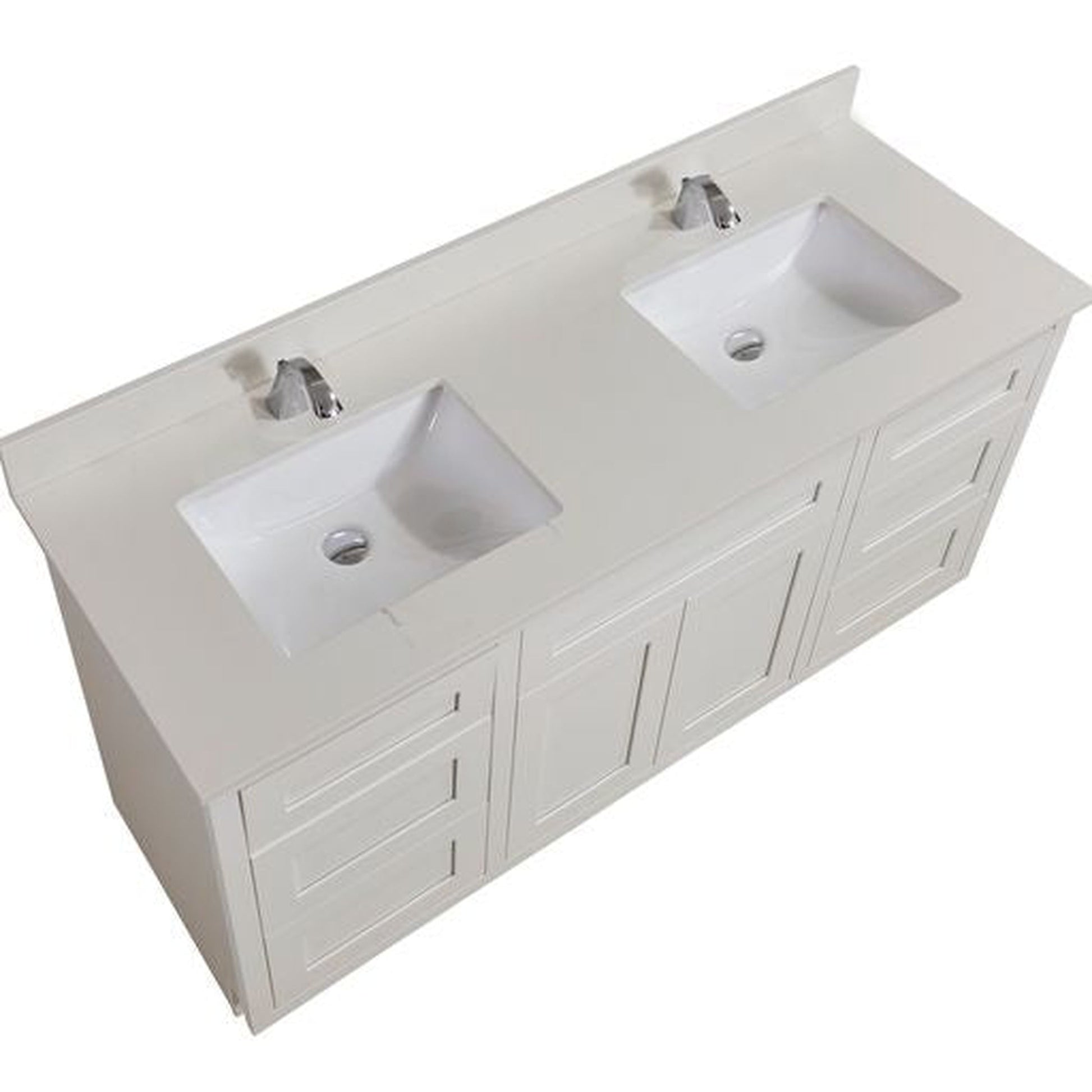 Altair Belluno 61" x 22" Milano white Composite Stone Bathroom Vanity Top-Single Hole With White SInk