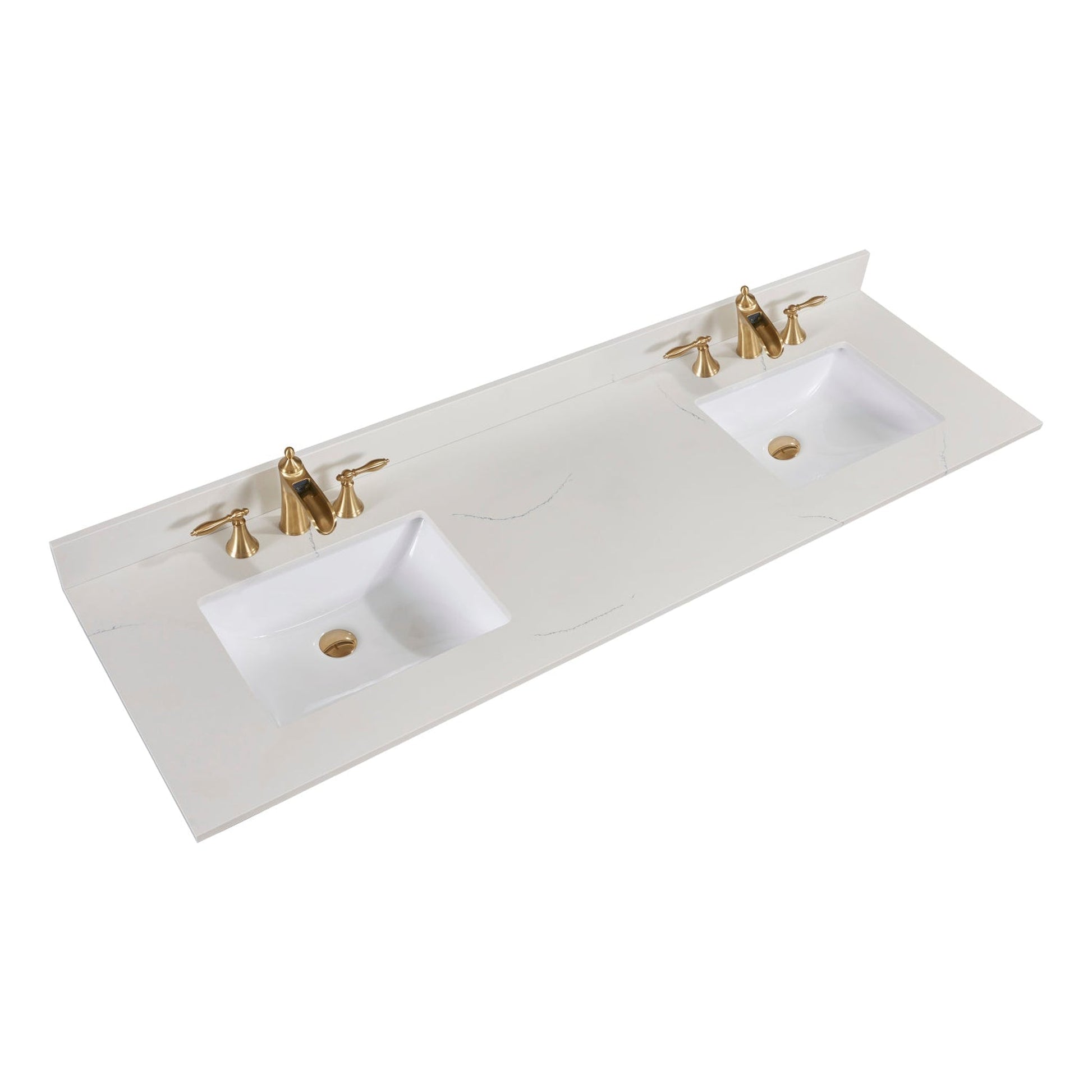 Altair Belluno 73" x 22" Milano White Composite Stone Bathroom Vanity Top With White SInk