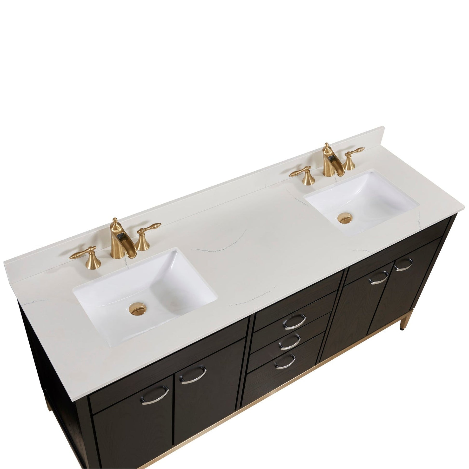 Altair Belluno 73" x 22" Milano White Composite Stone Bathroom Vanity Top With White SInk