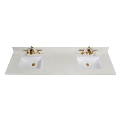 Altair Belluno 73" x 22" Milano White Composite Stone Bathroom Vanity Top With White SInk