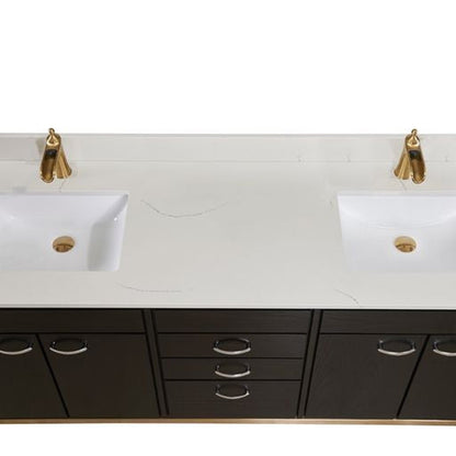 Altair Belluno 73" x 22" Milano white Composite Stone Bathroom Vanity Top-Single Hole With White SInk