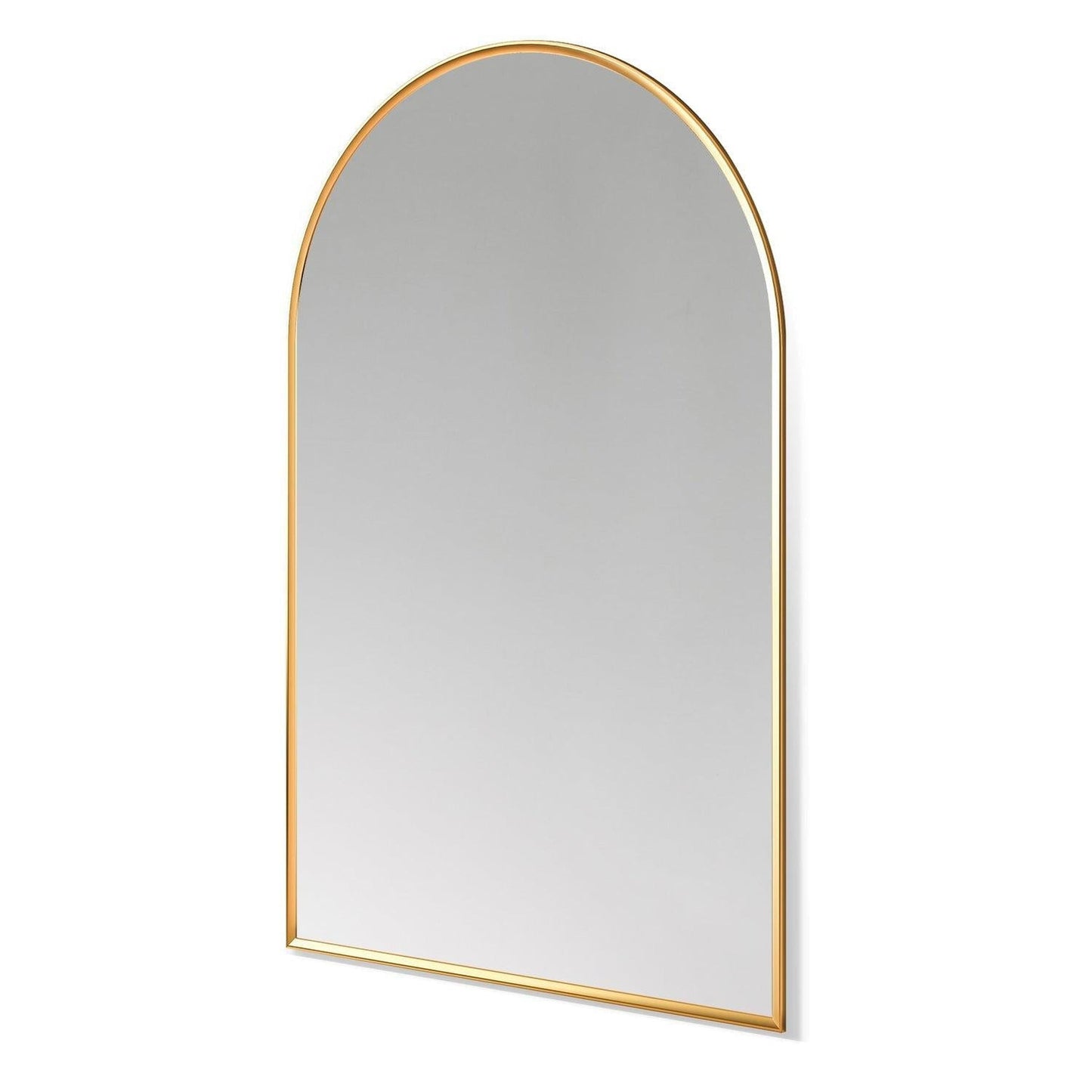 Altair Benoni 24" x 36" Arch Brushed Gold Aluminum Framed Wall-Mounted Mirror