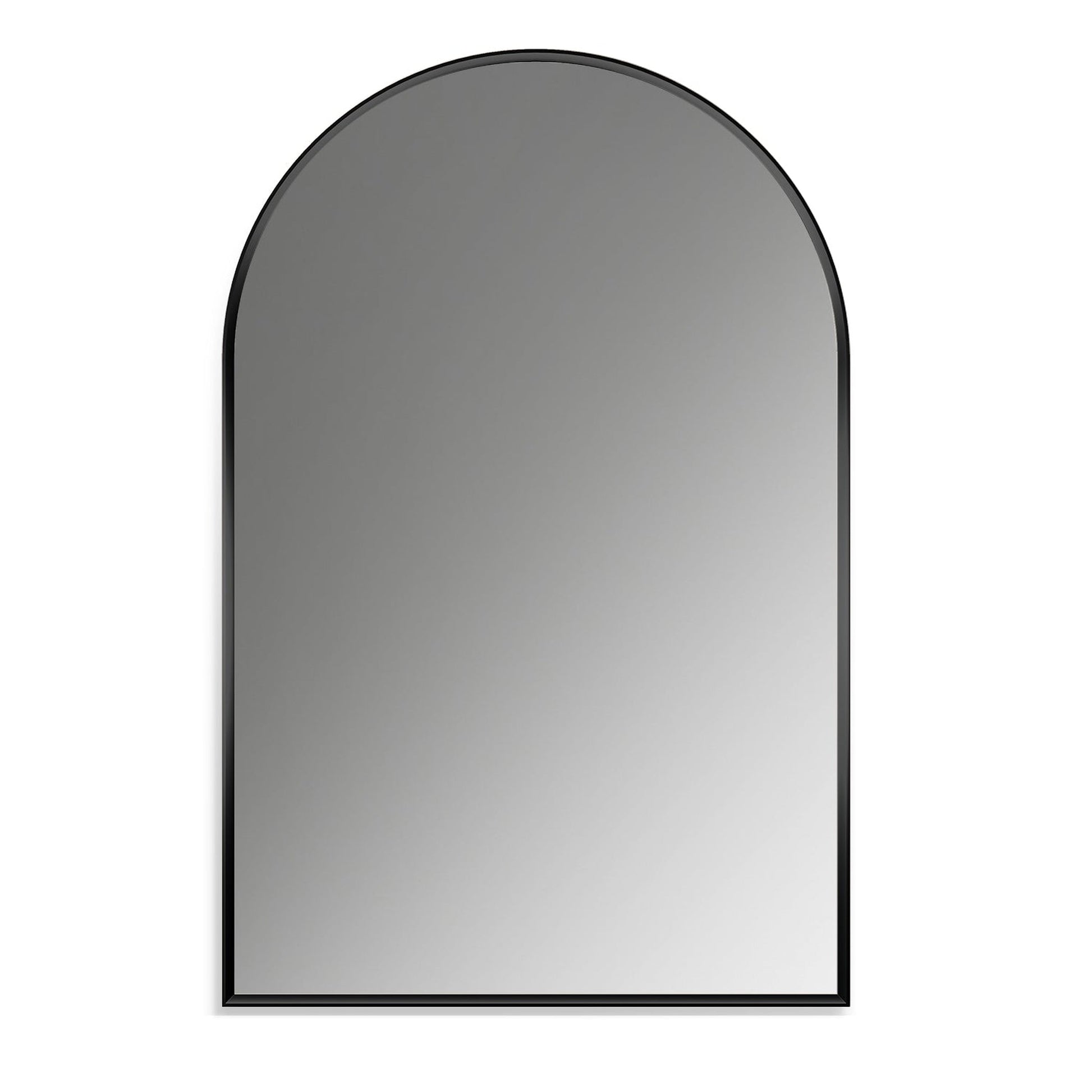 Altair Benoni 24" x 36" Arch Matte Black Aluminum Framed Wall-Mounted Mirror