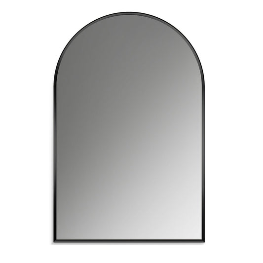 Altair Benoni 24" x 36" Arch Matte Black Aluminum Framed Wall-Mounted Mirror