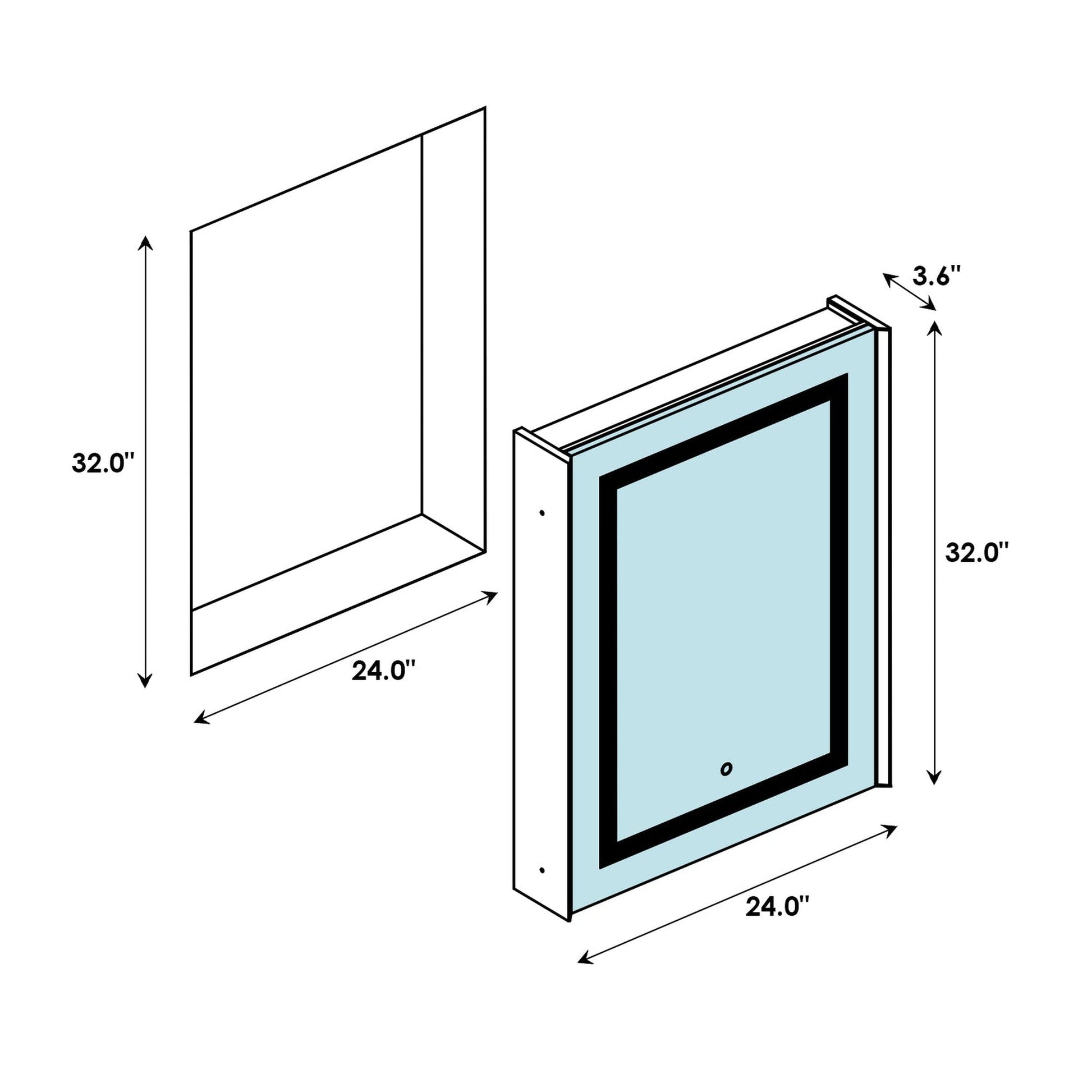 Altair Bojano 24" Rectangle Surface-Mount/Recessed LED Medicine Cabinet