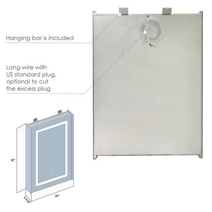Altair Bojano 24" Rectangle Surface-Mount/Recessed LED Medicine Cabinet