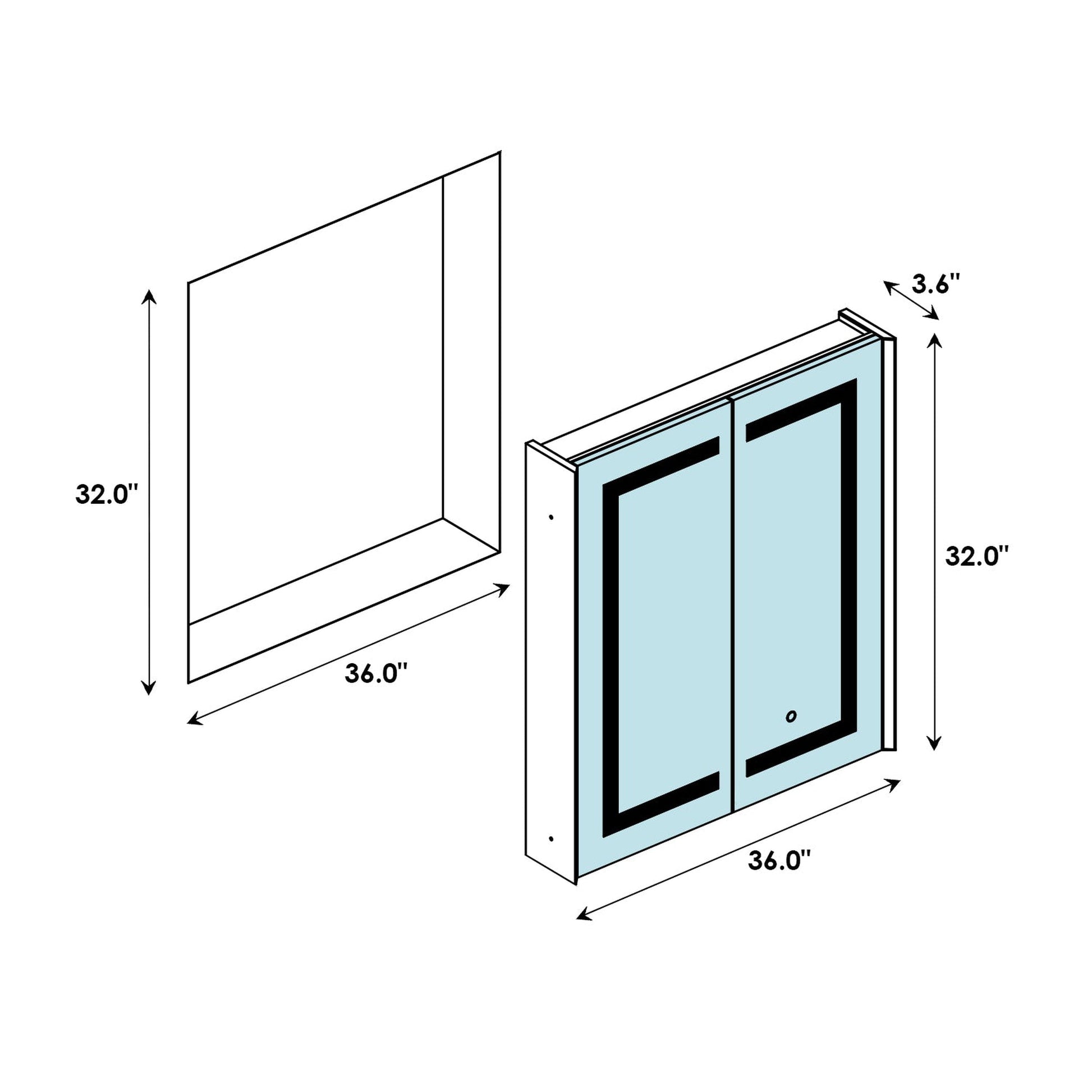 Altair Bojano 36" Rectangle Surface-Mount/Recessed LED Medicine Cabinet