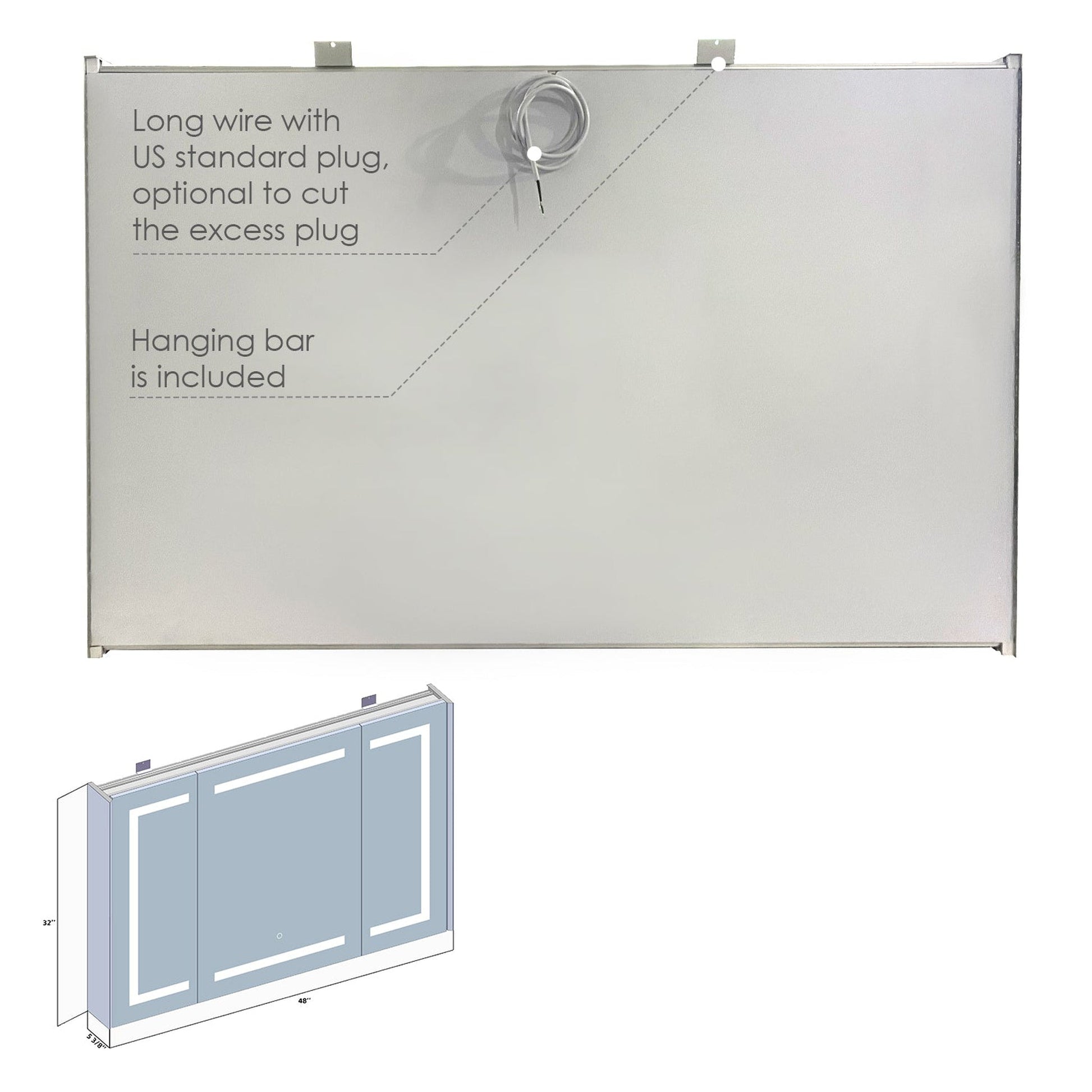 Altair Bojano 48" Rectangle Surface-Mount/Recessed LED Medicine Cabinet