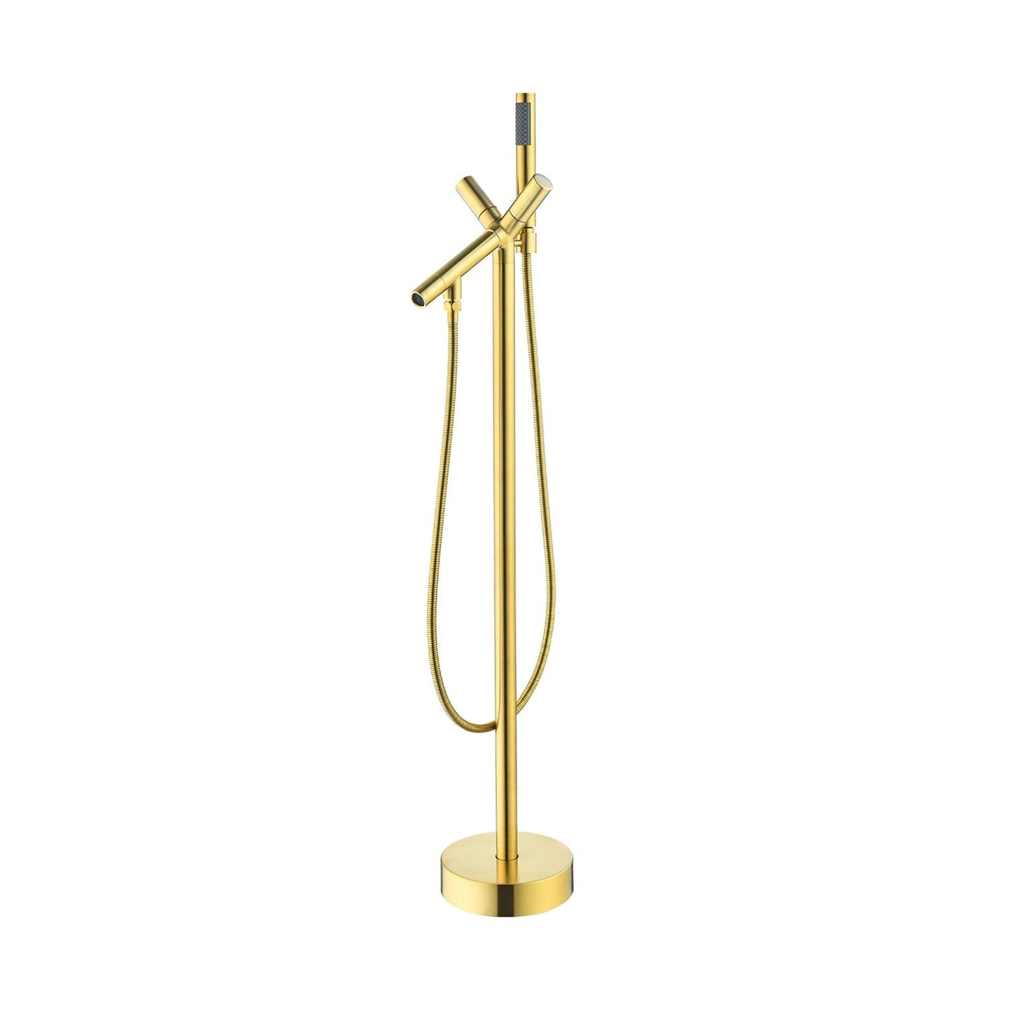 Altair Brulon Brushed Gold Double Knob Handle Freestanding Bathtub Faucet With Handshower