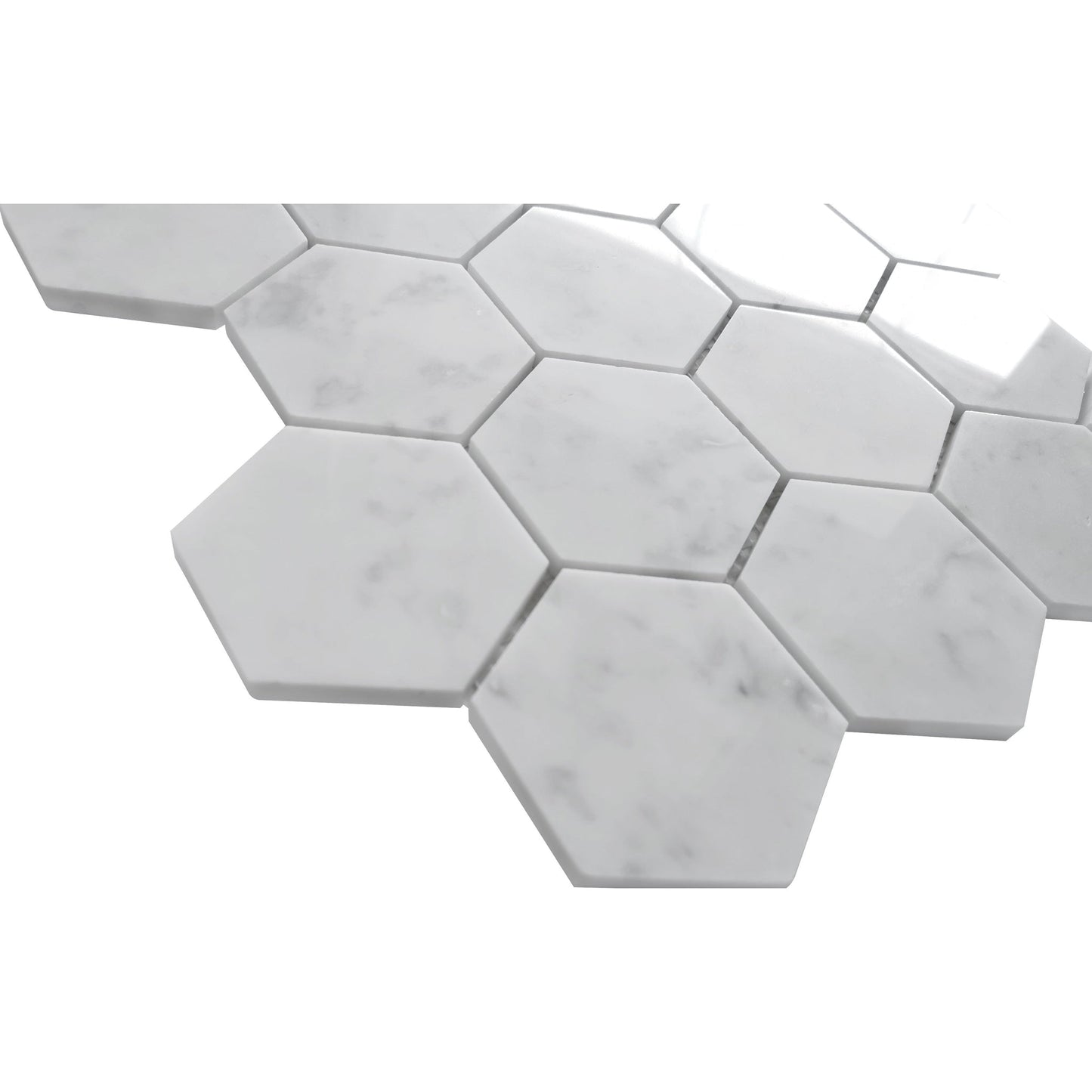 Altair Burgos 11 pcs. Hexagon Carrara White Marble Mosaic Floor and Wall Tile