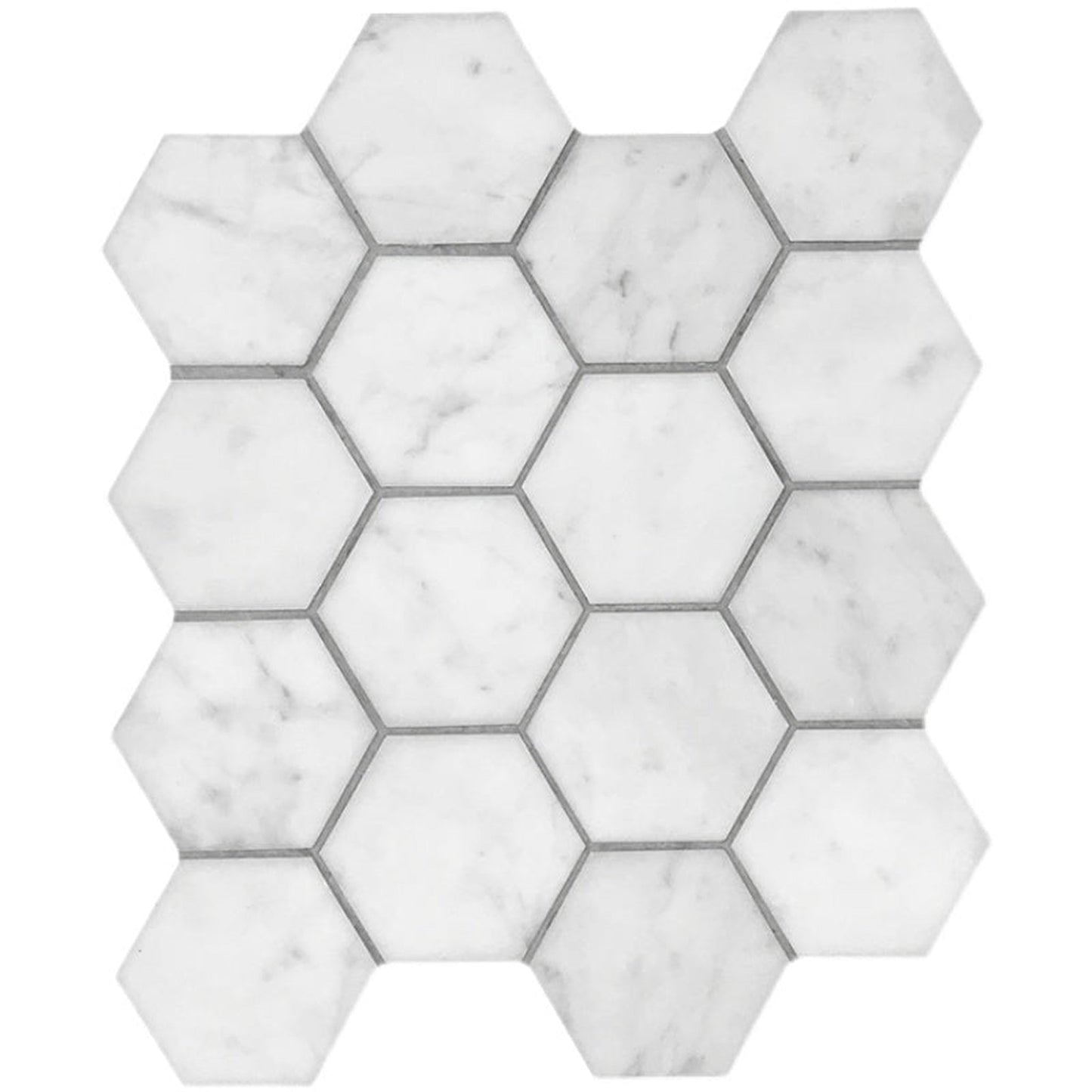 Altair Burgos 11 pcs. Hexagon Carrara White Marble Mosaic Floor and Wall Tile