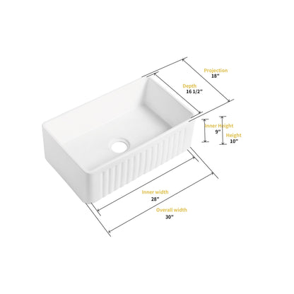 Altair Calabria 30" Rectangular White Ceramic Farmhouse Sink