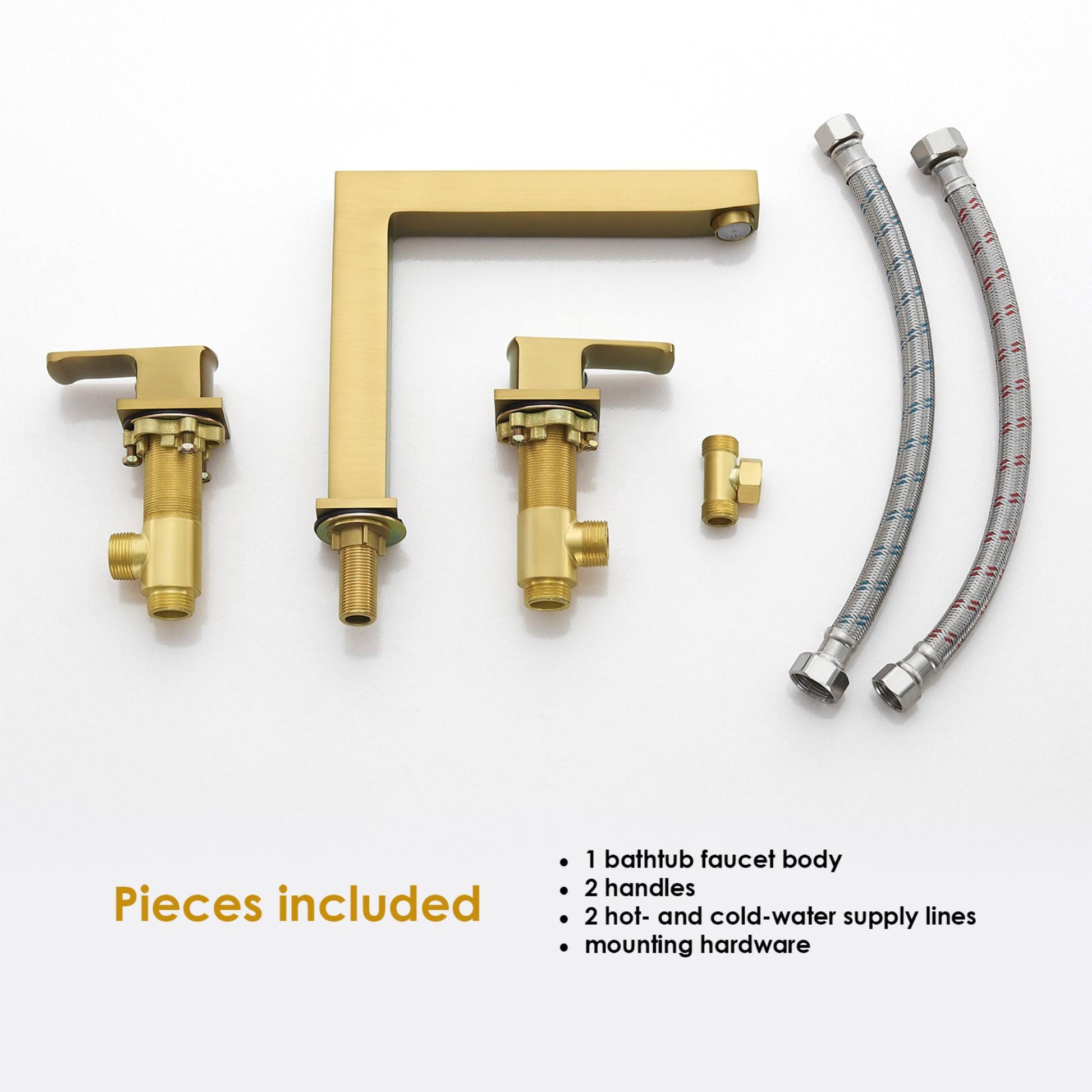 Altair Calden 8" Widespread Brushed Gold Double Handle Deck-mounted Bathtub Faucet