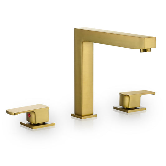 Altair Calden 8" Widespread Brushed Gold Double Handle Deck-mounted Bathtub Faucet