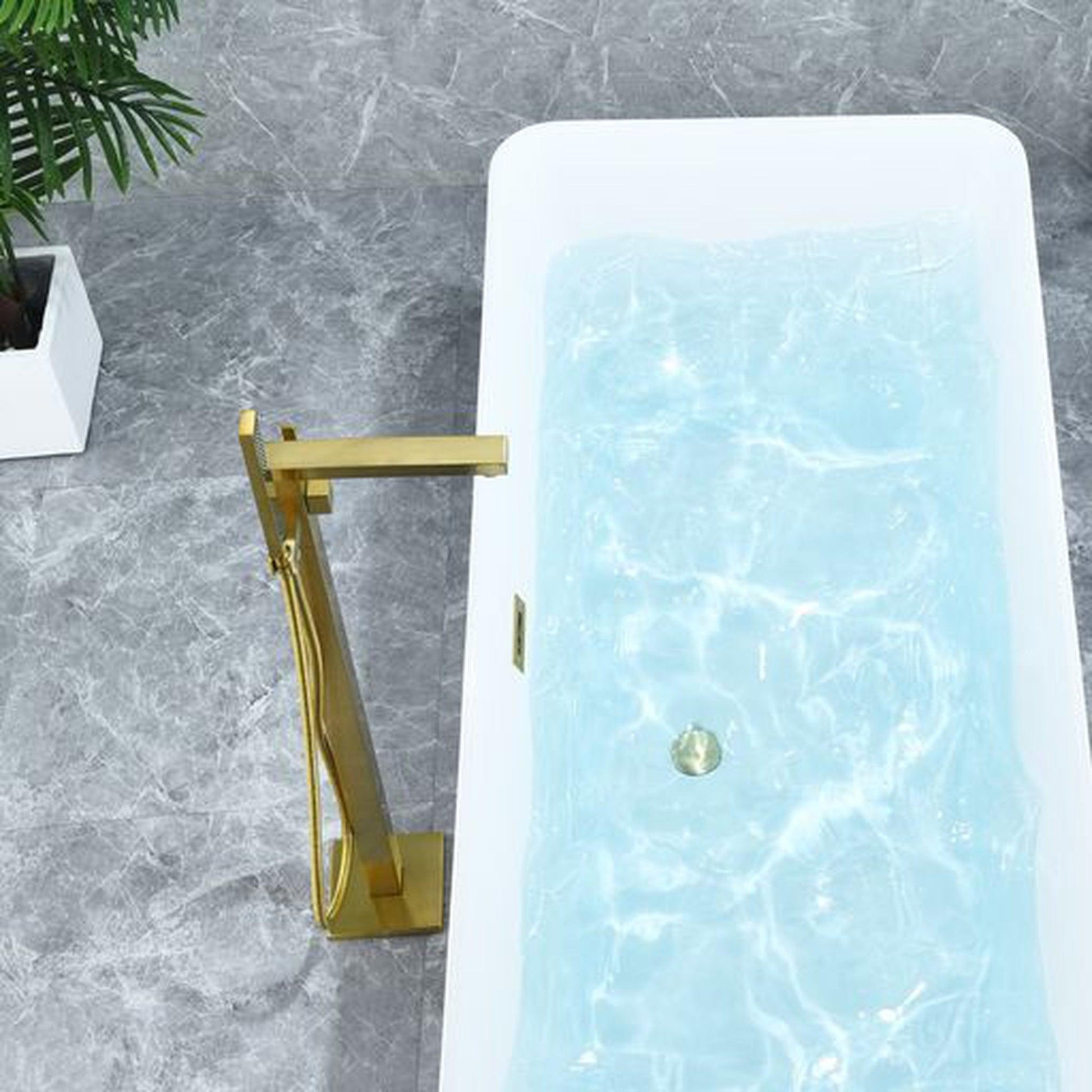 Altair Campia Brushed Gold Single Lever Handle Freestanding Bathtub Faucet With Handshower