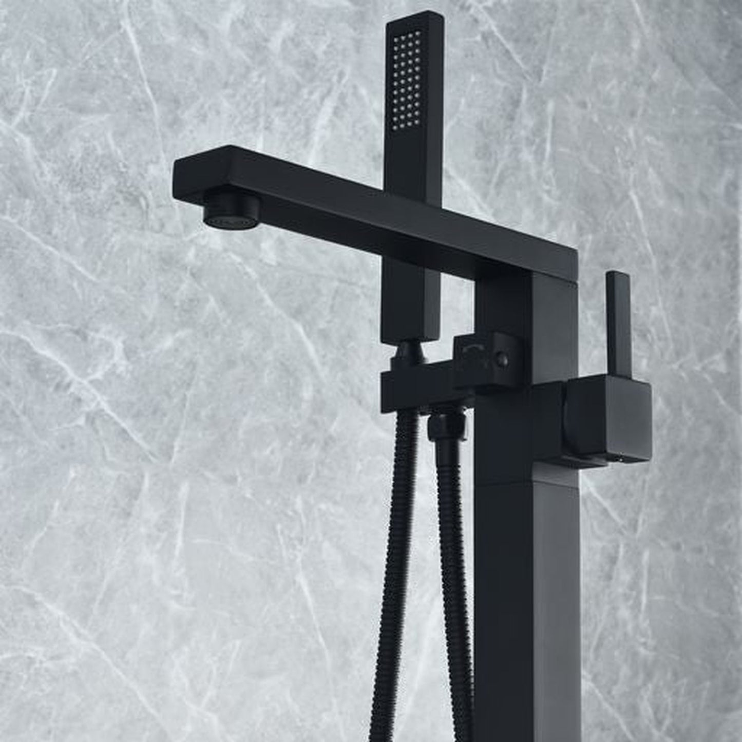 Altair Campia Matte Black Single Lever Handle Freestanding Bathtub Faucet With Handshower