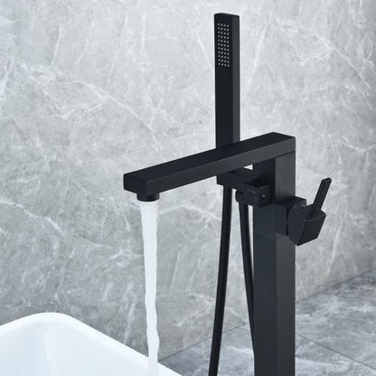 Altair Campia Matte Black Single Lever Handle Freestanding Bathtub Faucet With Handshower