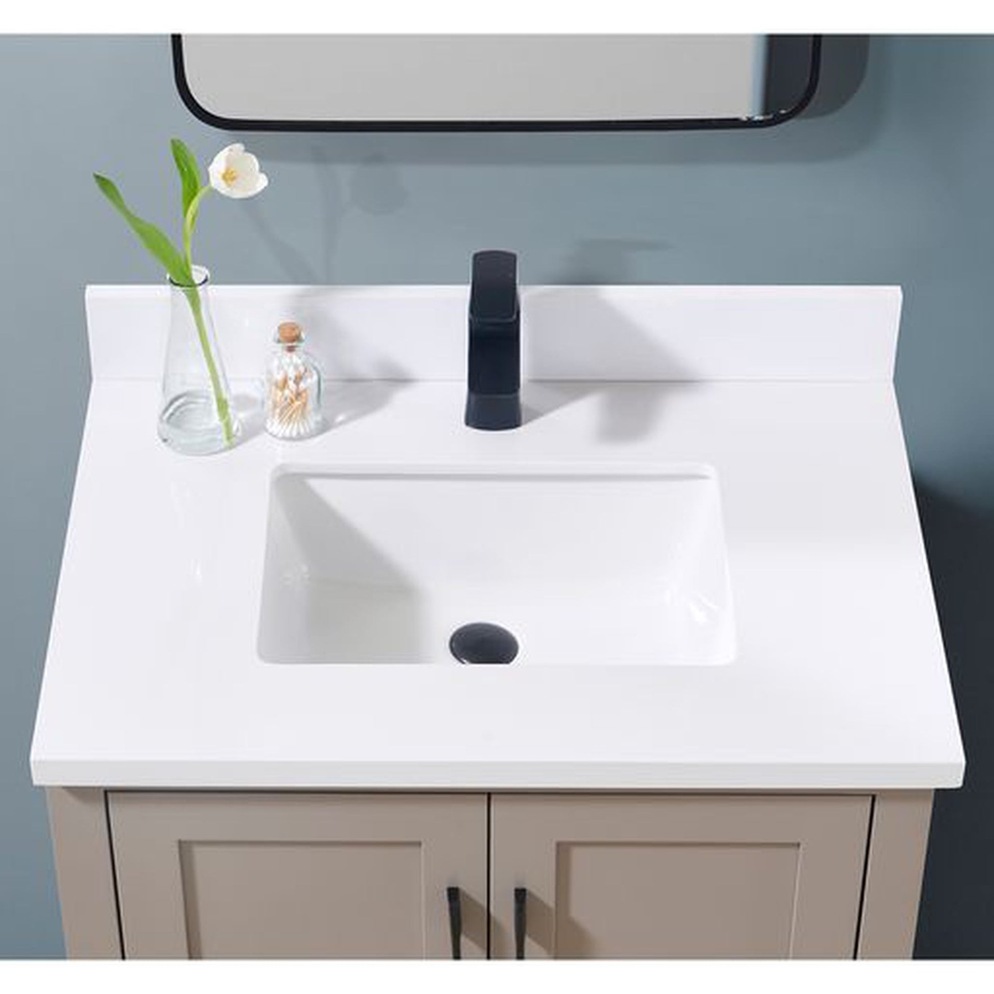 Altair Caorle 31" x 22" Snow White Composite Stone Bathroom Vanity Top With White SInk