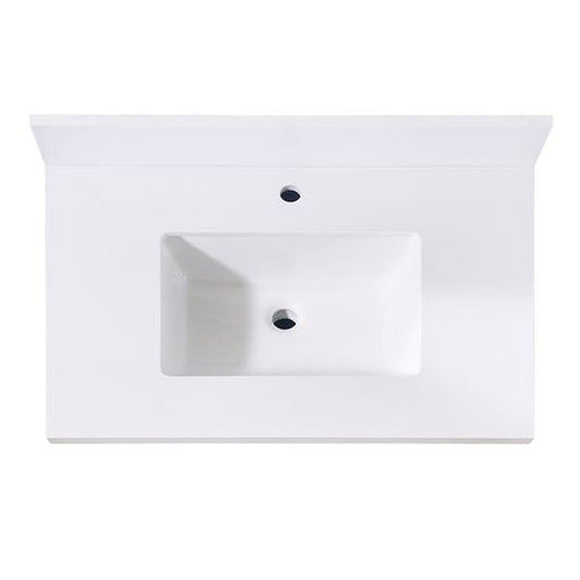 Altair Caorle 31" x 22" Snow White Composite Stone Bathroom Vanity Top With White SInk