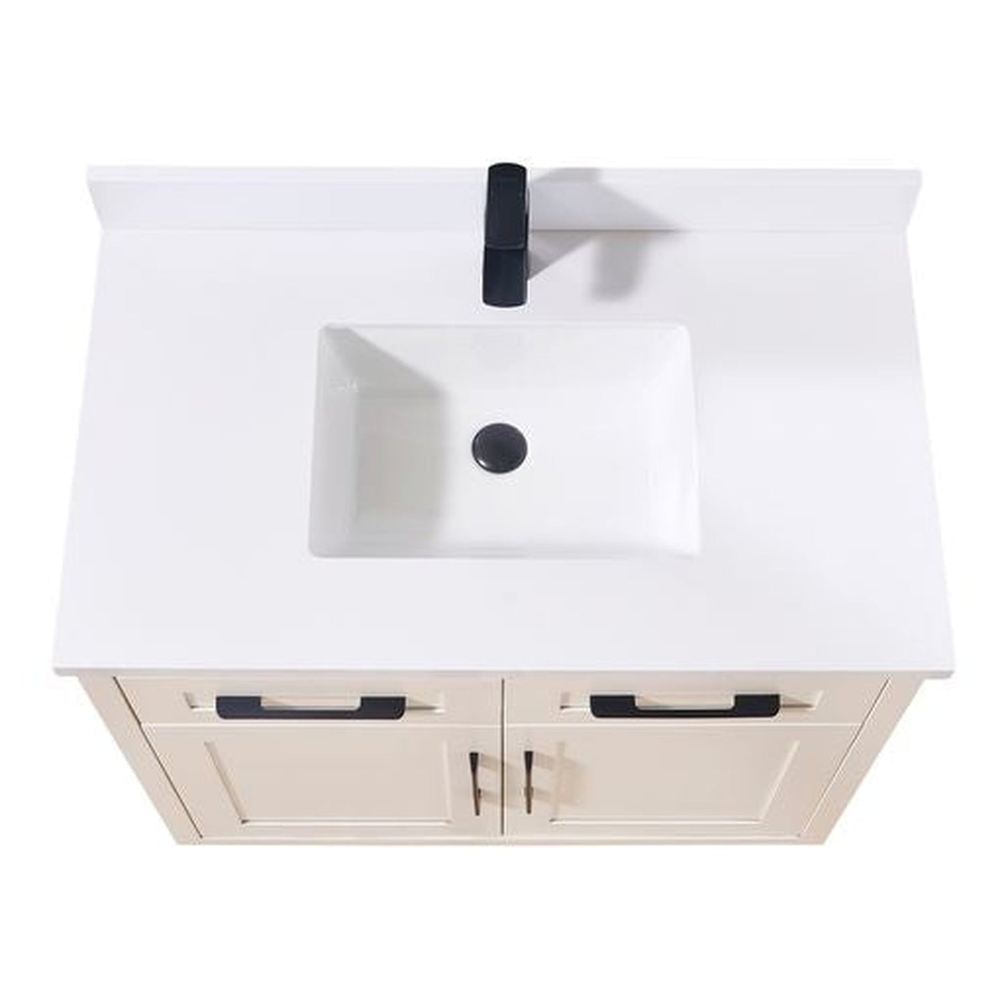 Altair Caorle 37" x 22" Snow White Composite Stone Bathroom Vanity Top With White SInk