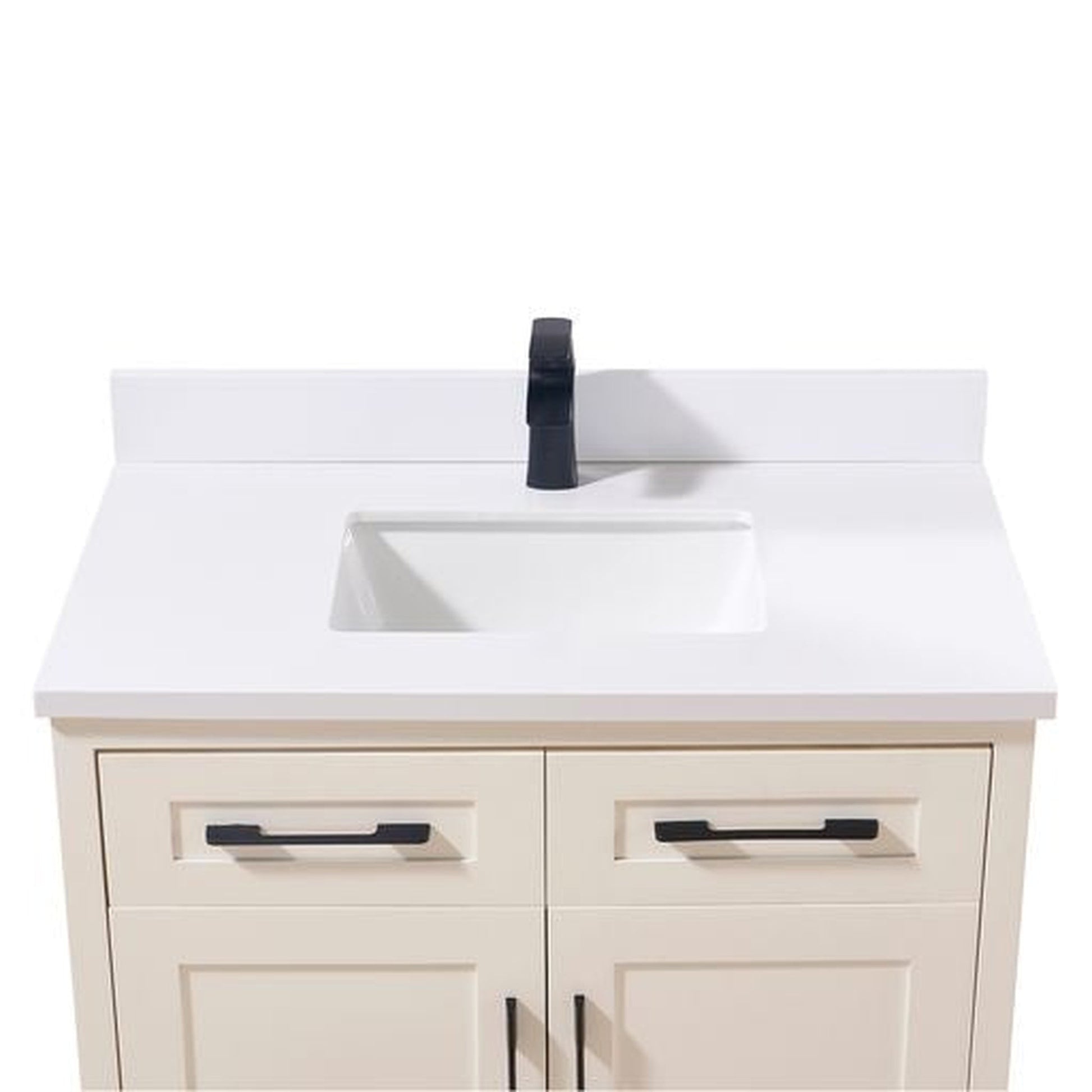 Altair Caorle 37" x 22" Snow White Composite Stone Bathroom Vanity Top With White SInk