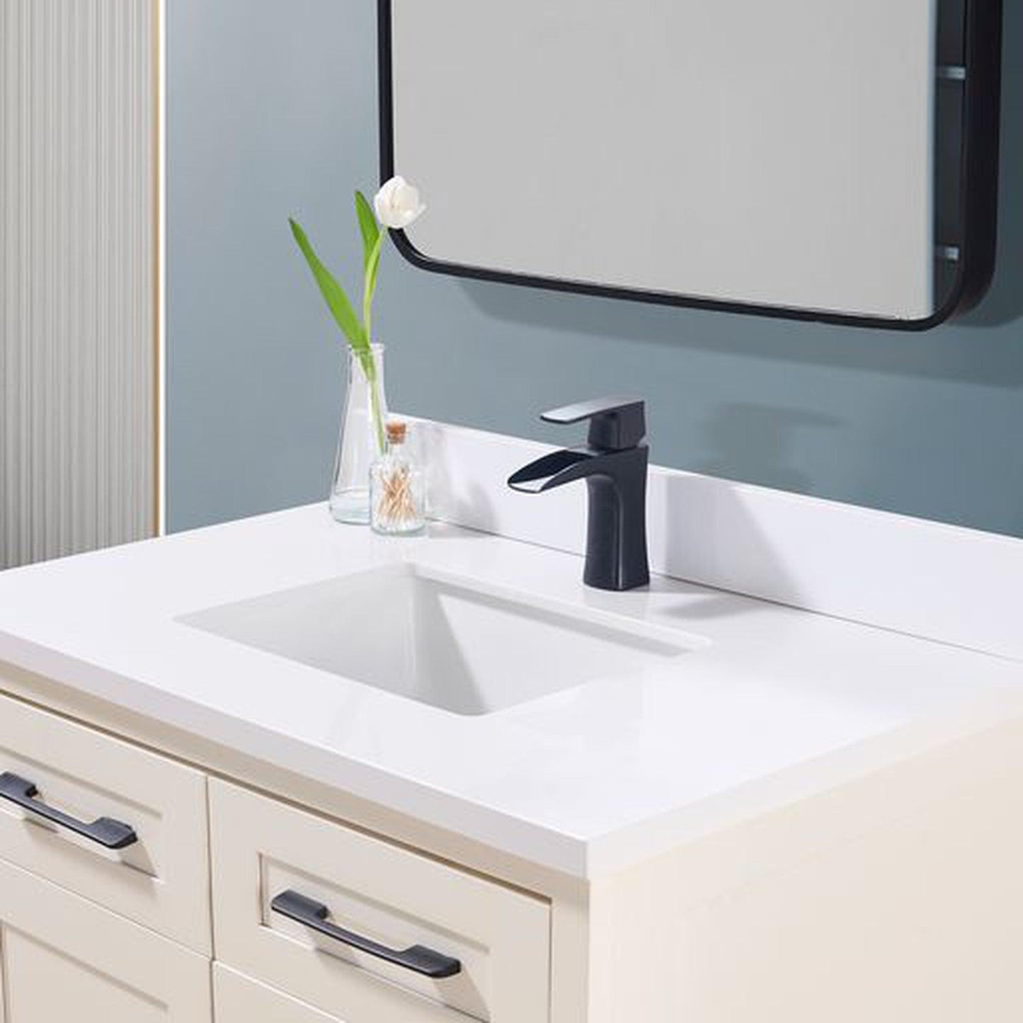 Altair Caorle 37" x 22" Snow White Composite Stone Bathroom Vanity Top With White SInk