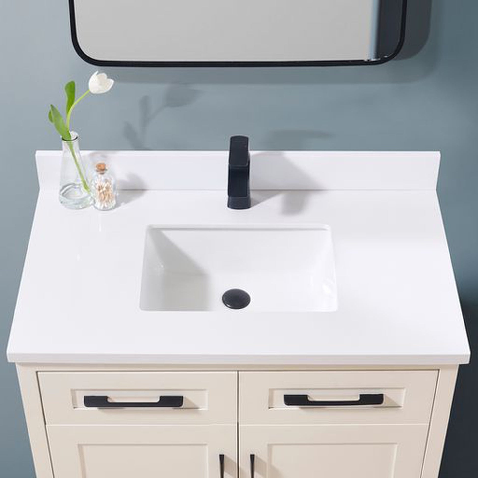 Altair Caorle 37" x 22" Snow White Composite Stone Bathroom Vanity Top With White SInk