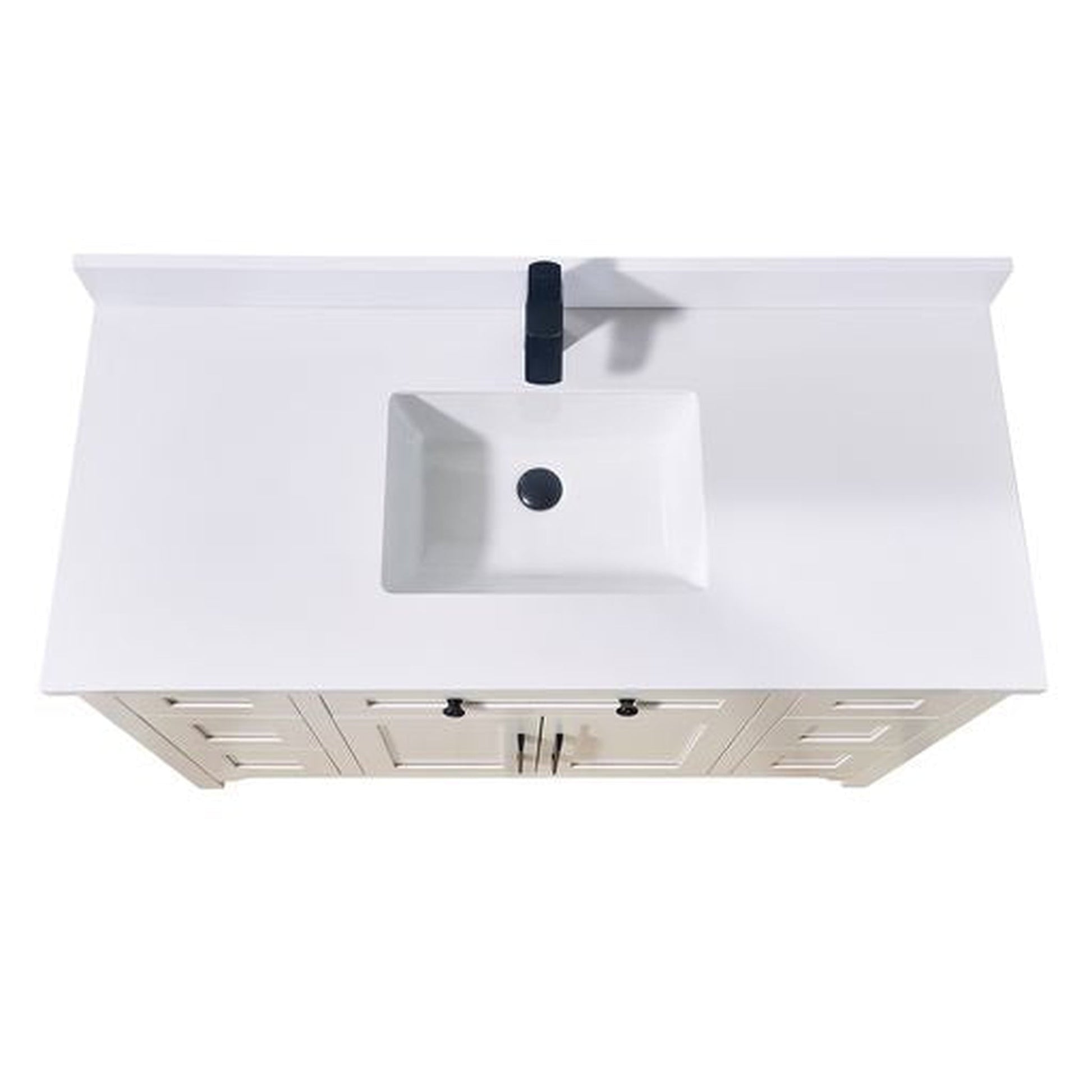 Altair Caorle 49" x 22" Snow White Composite Stone Bathroom Vanity Top With White SInk