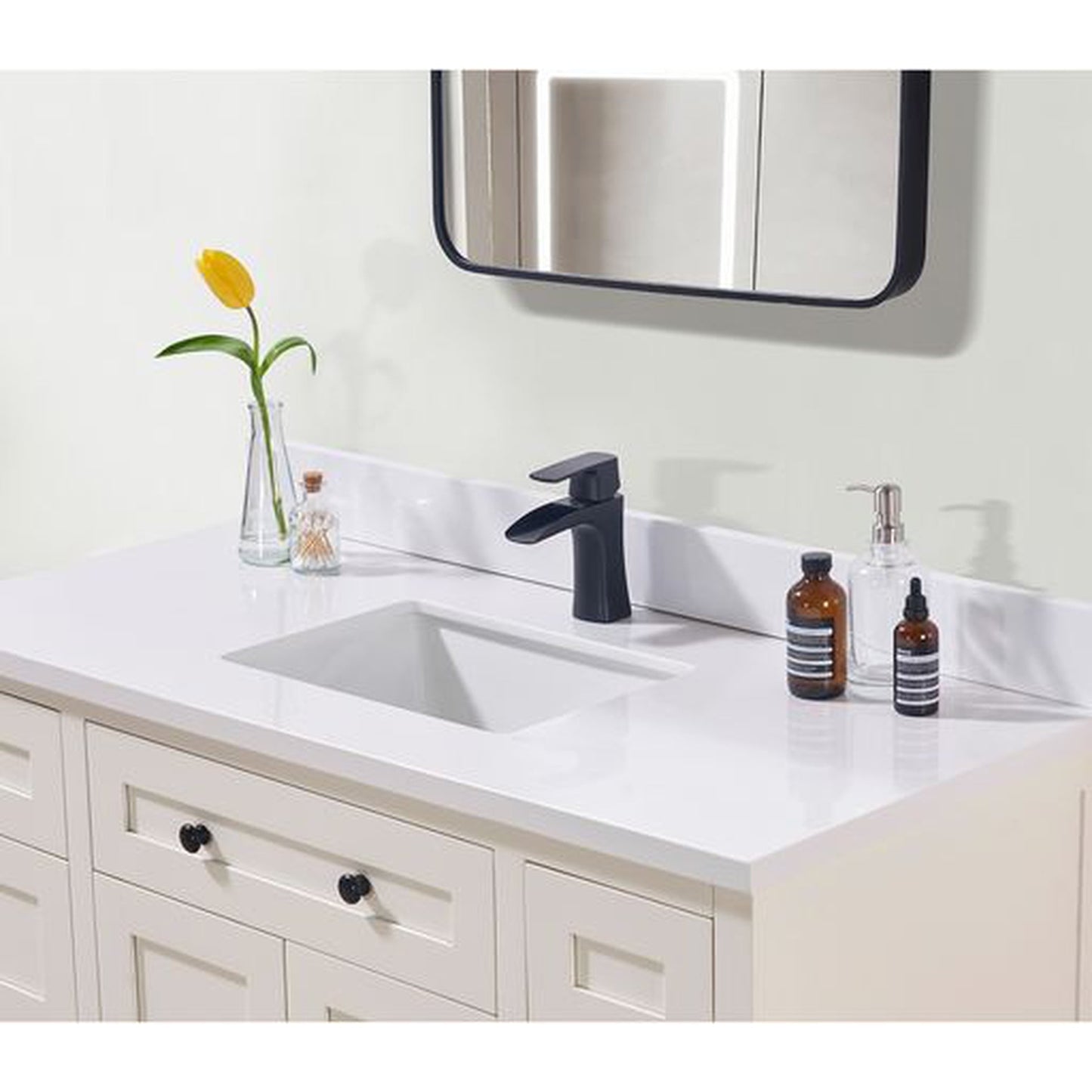 Altair Caorle 49" x 22" Snow White Composite Stone Bathroom Vanity Top With White SInk