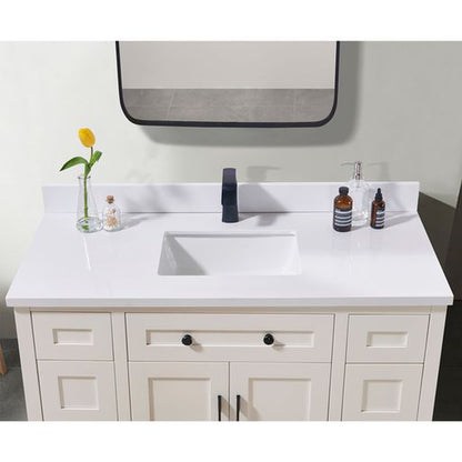 Altair Caorle 49" x 22" Snow White Composite Stone Bathroom Vanity Top With White SInk