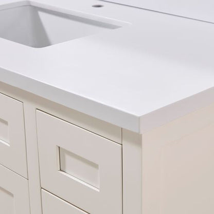 Altair Caorle 49" x 22" Snow White Composite Stone Bathroom Vanity Top With White SInk