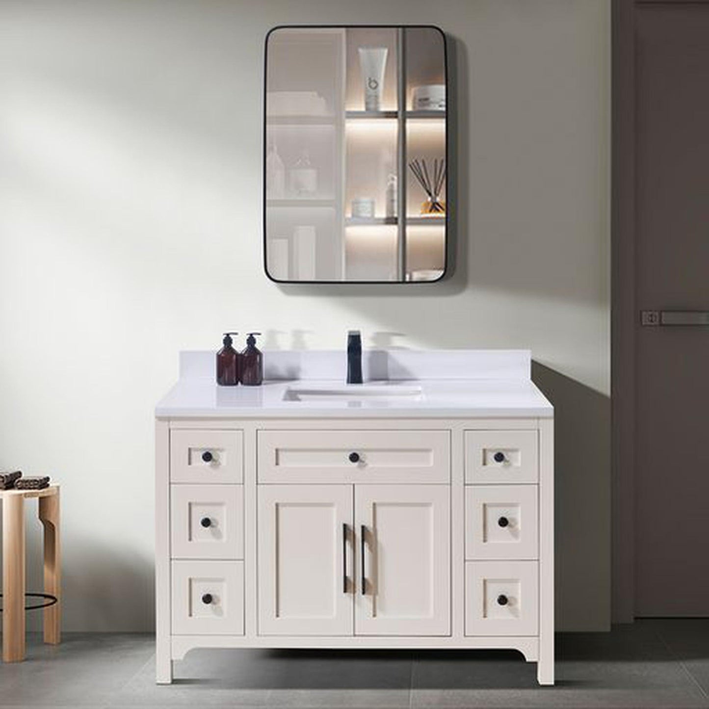 Altair Caorle 49" x 22" Snow White Composite Stone Bathroom Vanity Top With White SInk