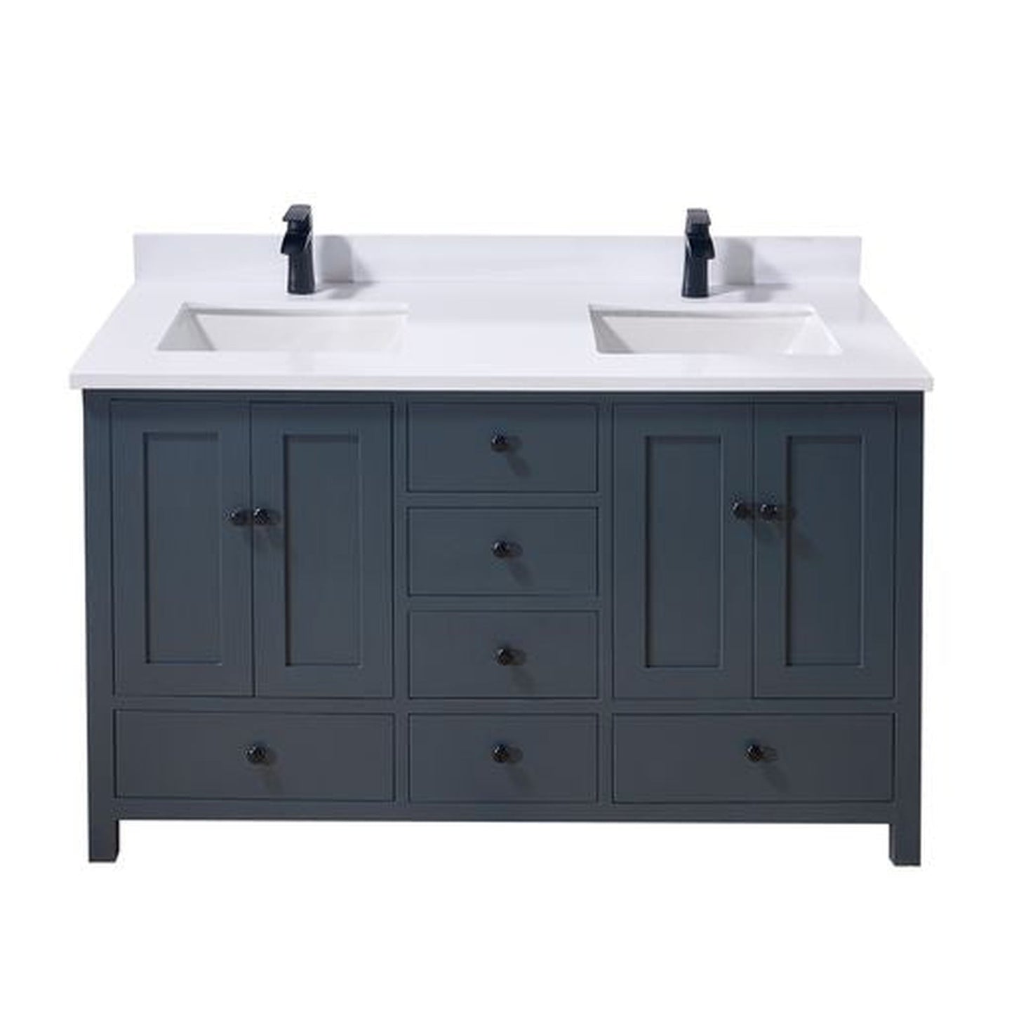 Altair Caorle 61" x 22" Snow White Composite Stone Bathroom Vanity Top With Double White SInk