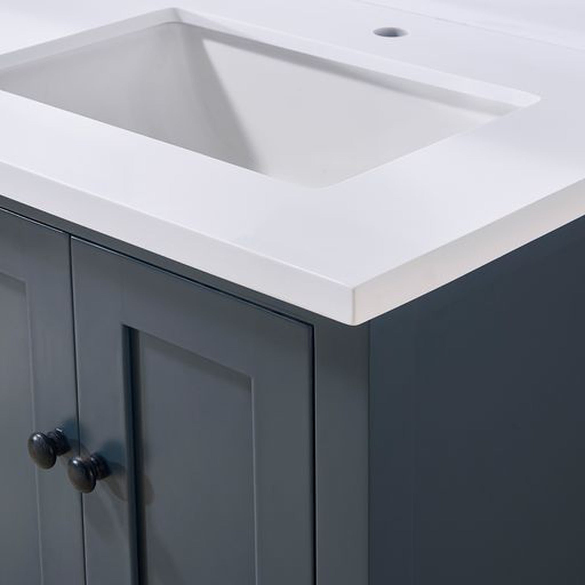 Altair Caorle 61" x 22" Snow White Composite Stone Bathroom Vanity Top With Double White SInk