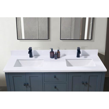 Altair Caorle 61" x 22" Snow White Composite Stone Bathroom Vanity Top With Double White SInk