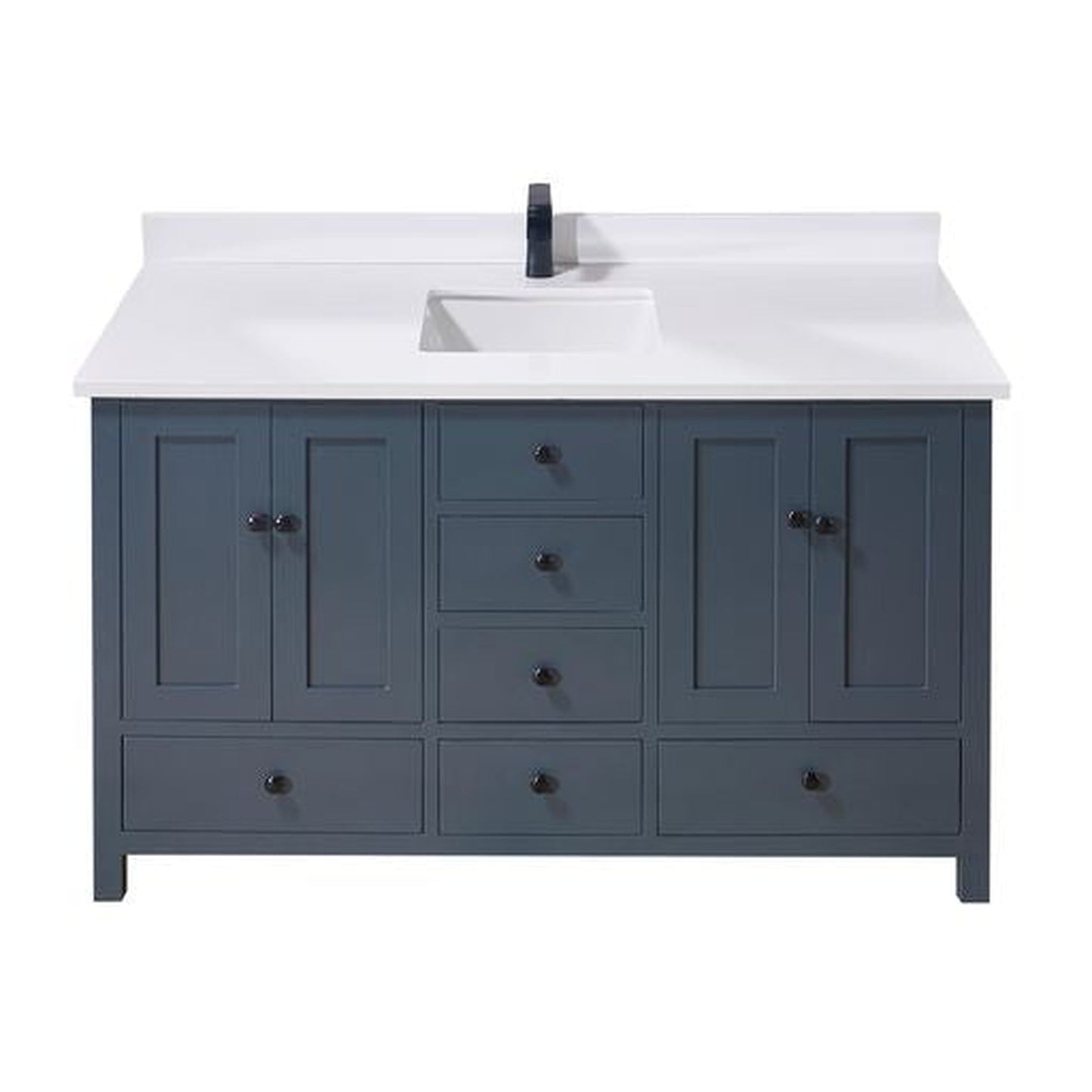 Altair Caorle 61" x 22" Snow White Composite Stone Bathroom Vanity Top With Single White SInk